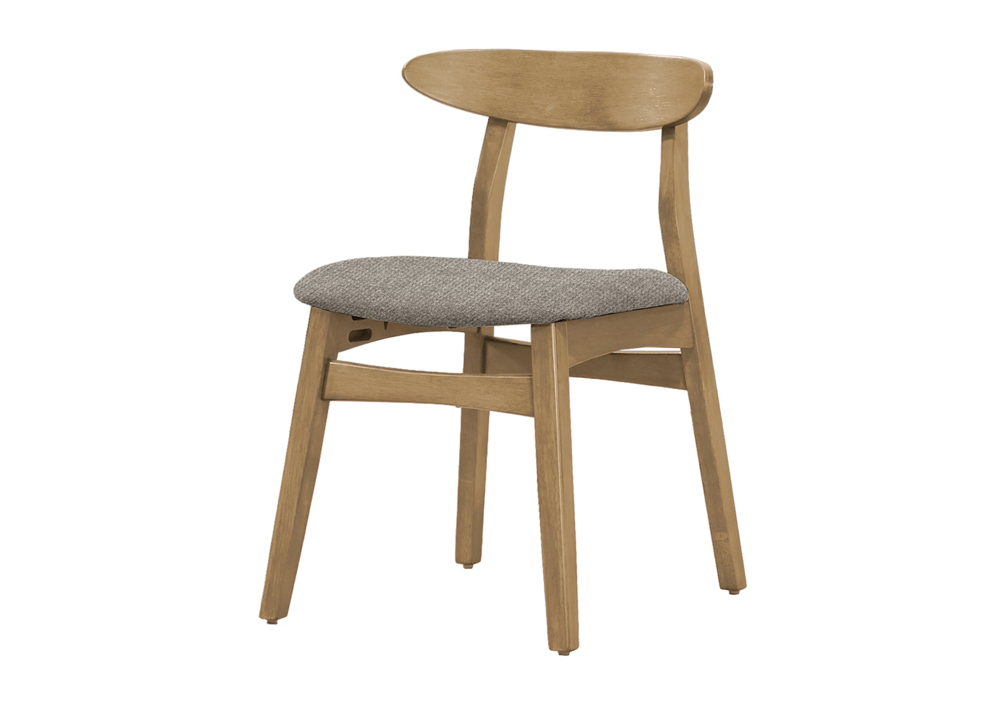 MN-831385    Dining Chair, 30" Height, Set Of 2, Side, Upholstered, Kitchen, Dining Room, Light Walnut, Brown Fabric, Mid Century, Modern