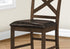 MN-481388    Dining Chair, 44" Height, Set Of 2, Side, Upholstered, Counter Height, Dining Room, Kitchen, Dark Walnut, Brown Leather Look, Transitional