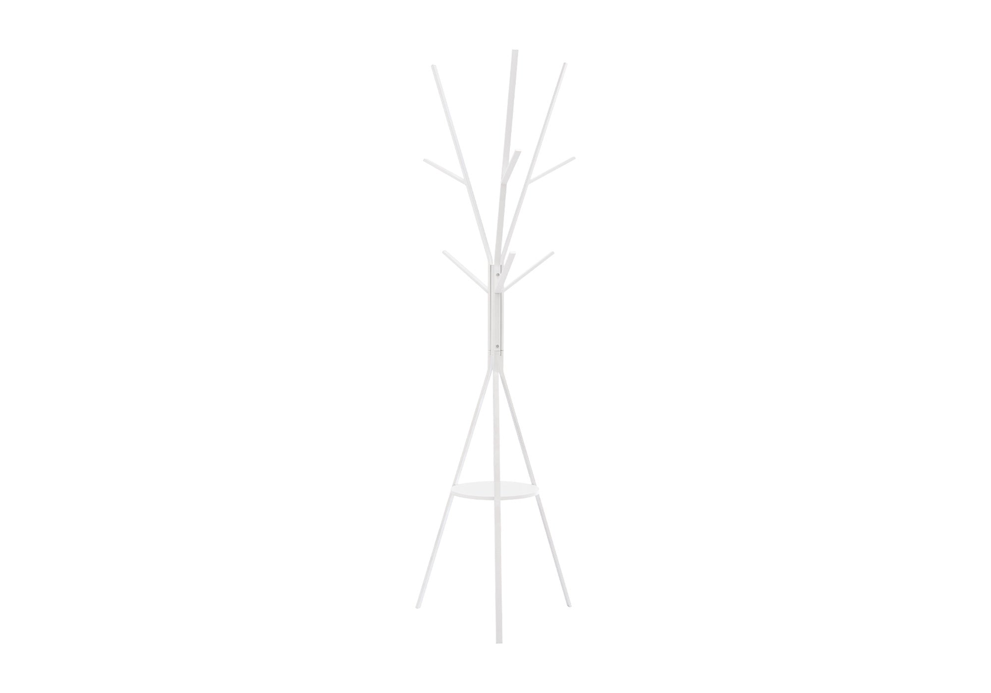 MN-H852009    Coat Rack, 72"h, Bedroom, Entryway, Hall Tree, 6 Hooks, White Metal, Contemporary, Modern