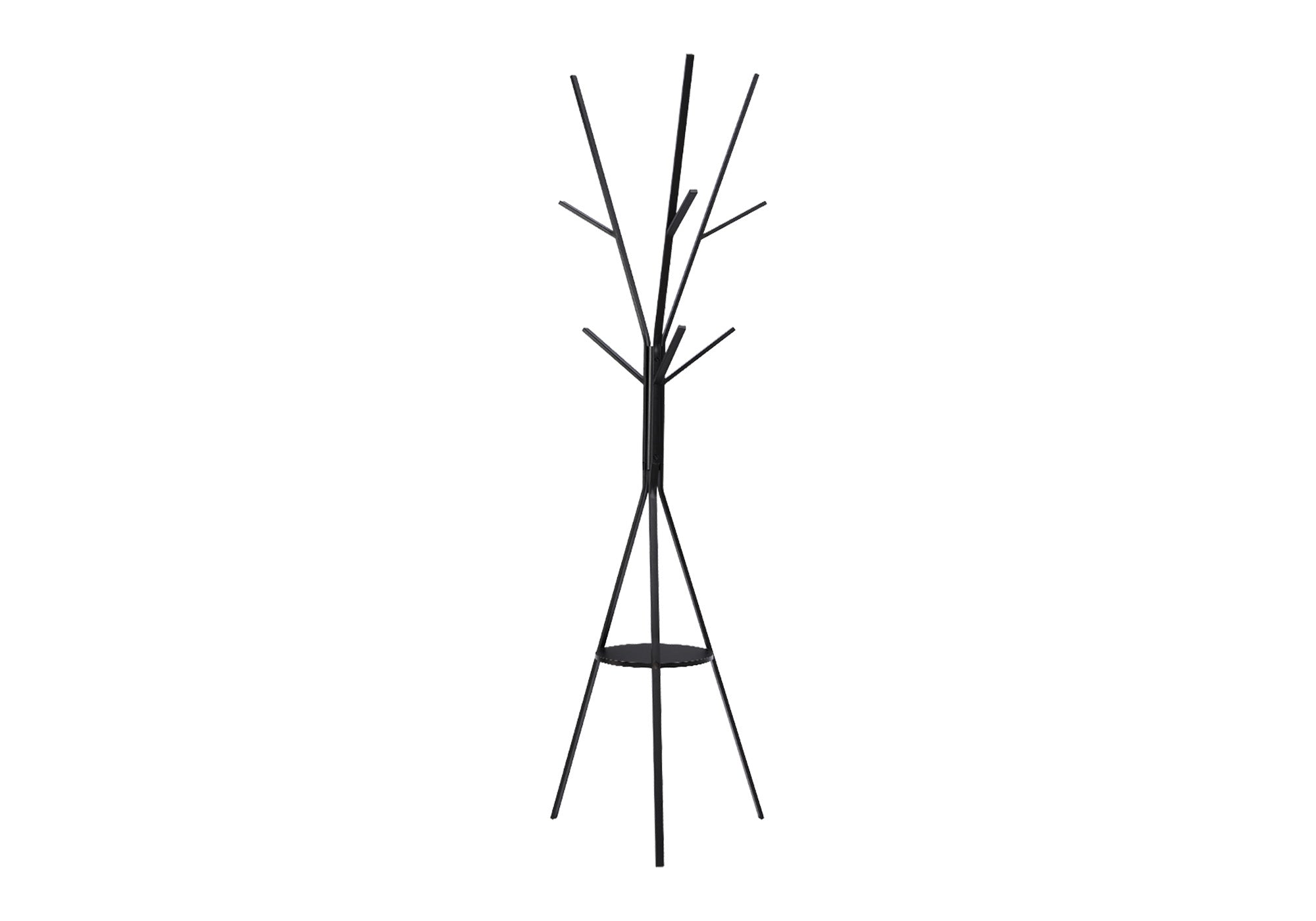 MN-H852010    Coat Rack, 72"h, Bedroom, Entryway, Hall Tree, 6 Hooks, Black Metal, Contemporary, Modern