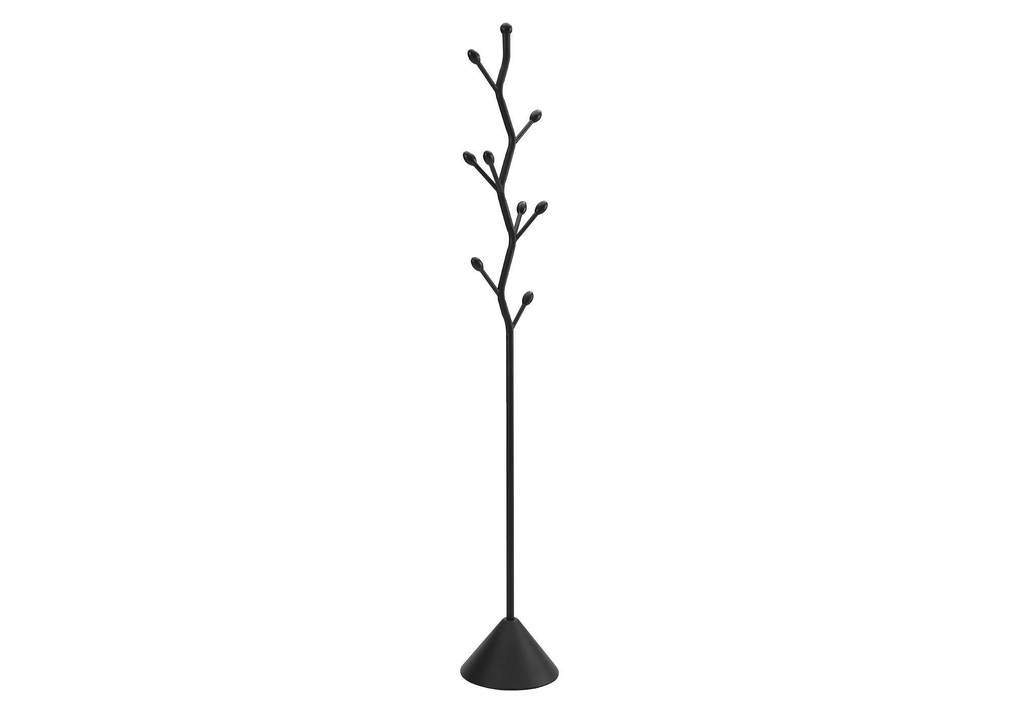 MN-902020    Coat Rack, Hall Tree, 8 Hooks, Entryway, 72"h, Bedroom, Black Metal, Contemporary