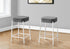 MN-F612227    Barstool, Counter Height, Set Of 2, Kitchen, Grey Fabric, White Metal, Contemporary, Modern