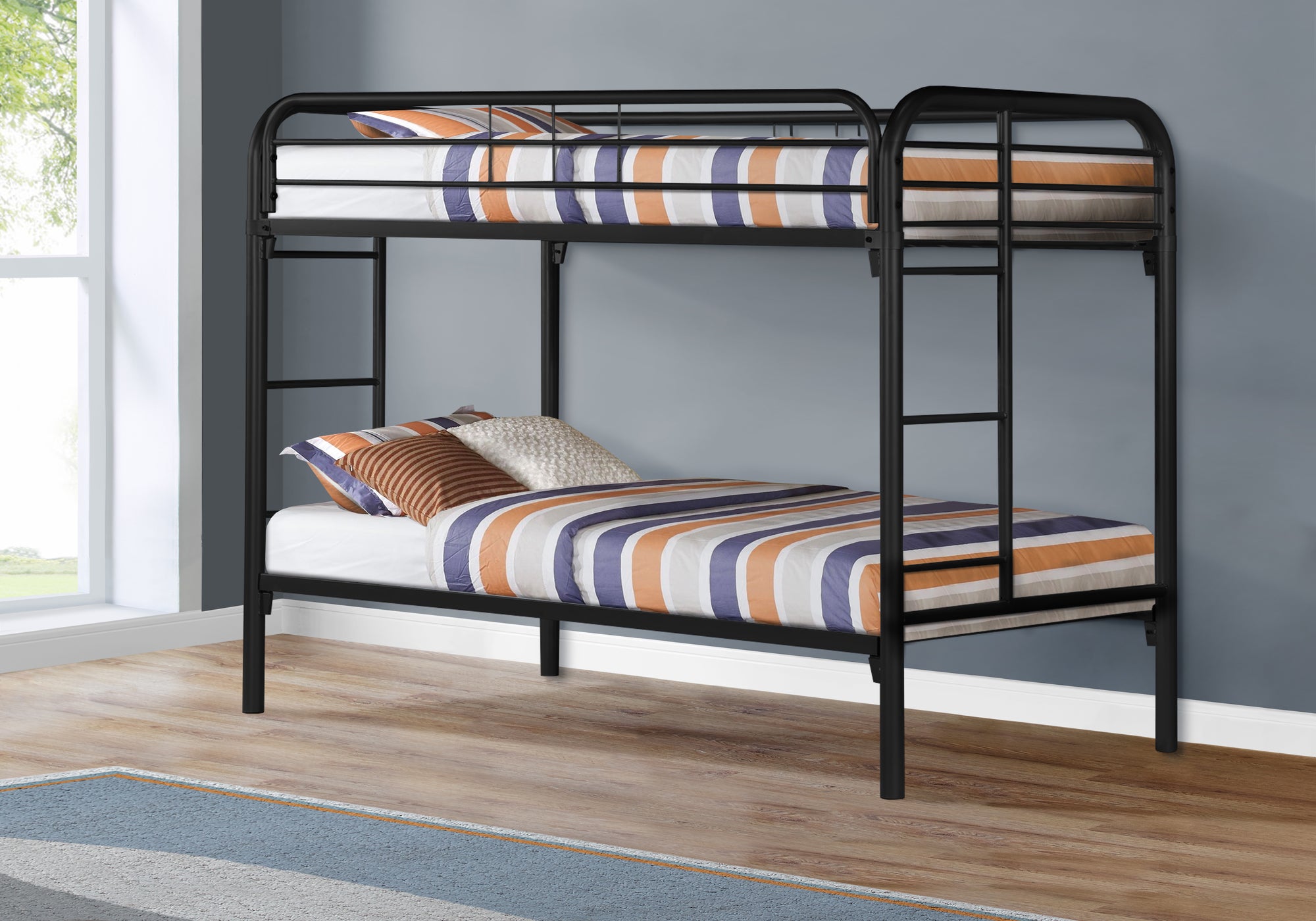 MN-U542230K    BUNK BED - TWIN / TWIN SIZE / BLACK METAL