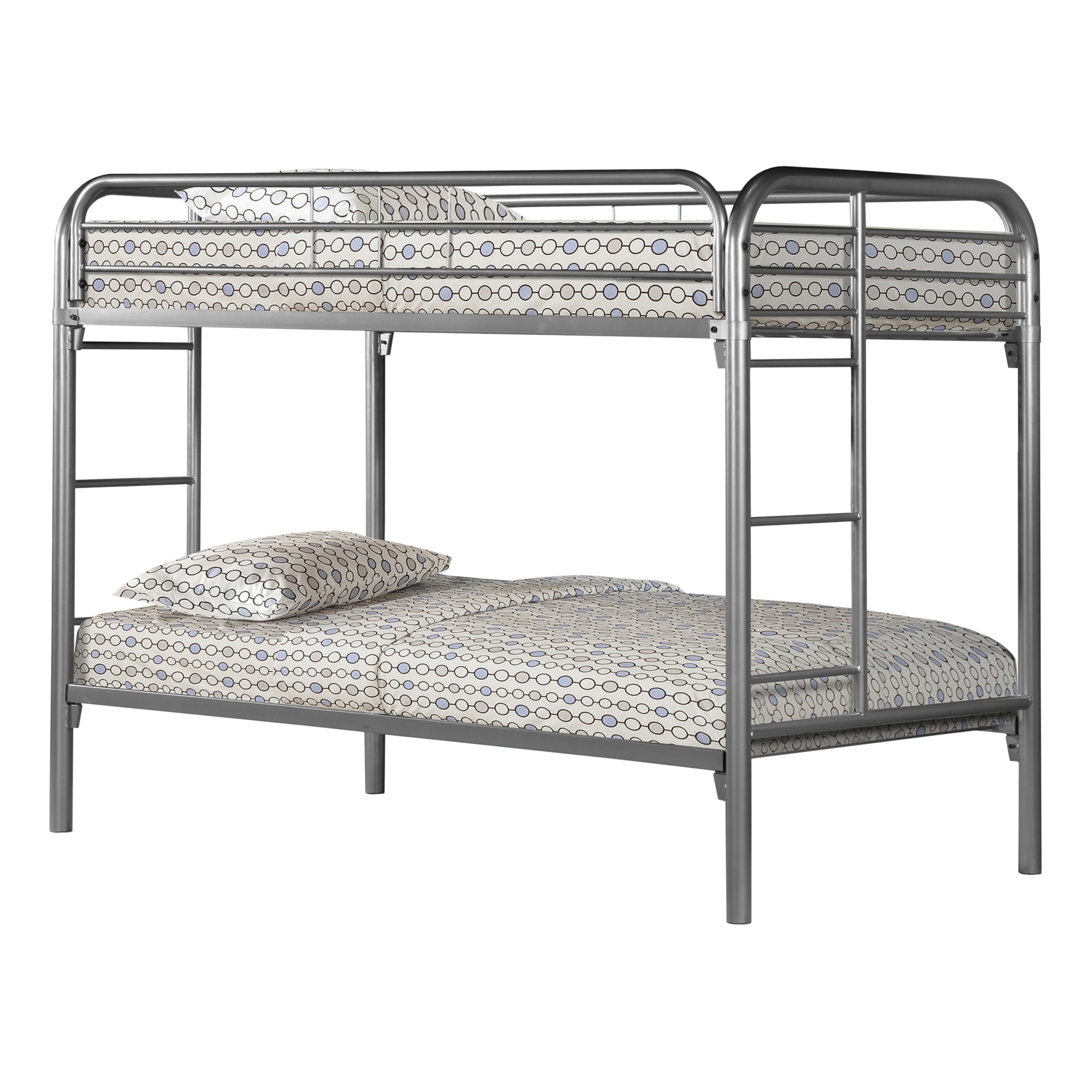 MN-U542230S    Bunk Bed, Kids Bunk Bed, Youth, Twin Over Twin, Silver Metal, Contemporary, Modern