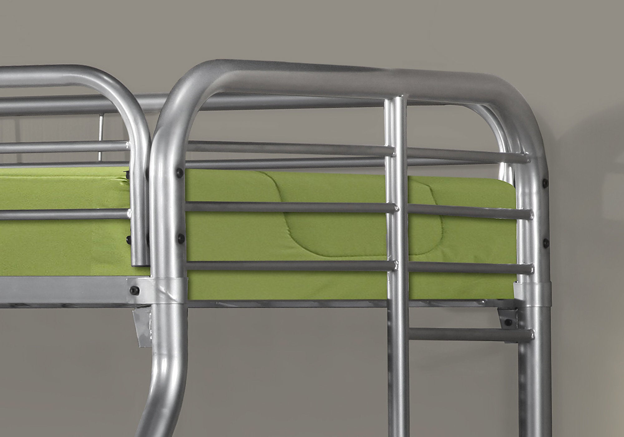 MN-552231S    Bunk Bed, Twin Over Full, Kids Bunk Bed, Youth, Silver Metal, Contemporary, Modern