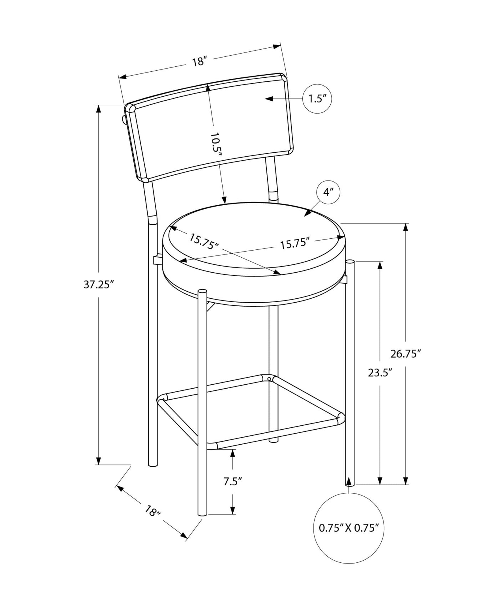 MN-V562246    Barstool, Counter Height, Set Of 2, Kitchen, Grey Fabric, Black Metal, Contemporary, Modern