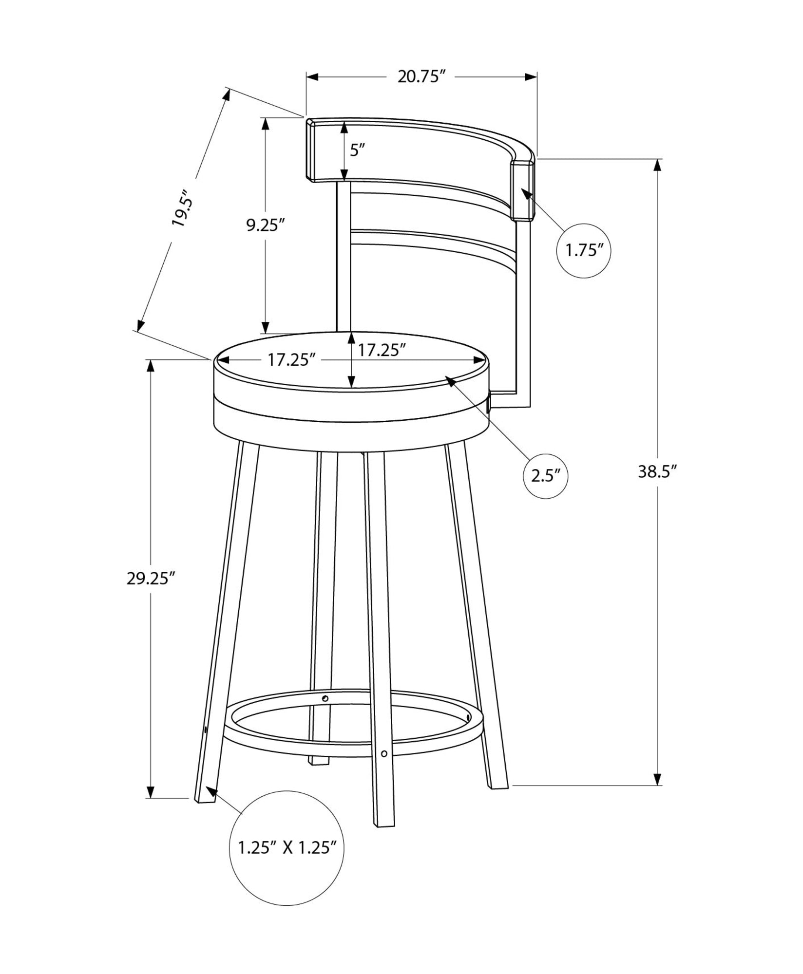 MN-792303    Barstool, 39" Height, Swivel, Bar Height, Set Of 2, Grey Fabric, Black Metal, Contemporary, Modern