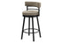 MN-802304    Barstool, 39" Height, Swivel, Bar Height, Set Of 2, Beige Fabric, Black Metal, Contemporary
