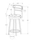 MN-802304    Barstool, 39" Height, Swivel, Bar Height, Set Of 2, Beige Fabric, Black Metal, Contemporary