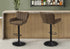 MN-S812329    Barstool, Set Of 2, Swivel, Adjustable, Bar Height, Counter Height, Kitchen, Brown Leather Look, Black Metal, Contemporary, Modern