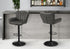 MN-S812330    Barstool, Set Of 2, Swivel, Adjustable, Bar Height, Counter Height, Kitchen, Grey Leather Look, Black Metal, Contemporary, Modern