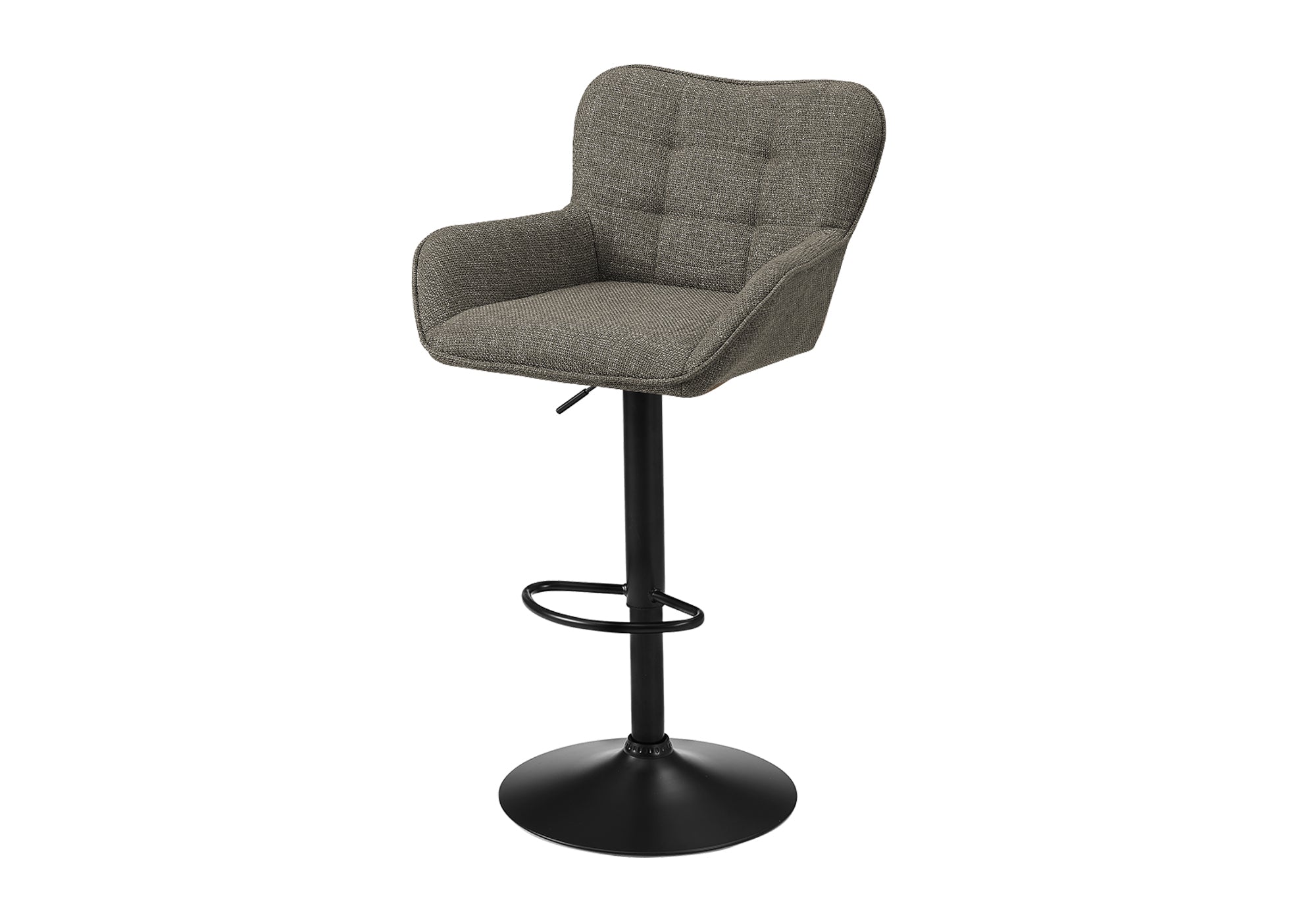 MN-822331    Barstool, Set Of 2, Adjustable, Swivel, Bar Height, Counter Height, Kitchen, Taupe Fabric, Black Metal, Contemporary, Modern