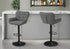MN-R842333    Barstool, Set Of 2, Adjustable, Swivel, Bar Height, Counter Height, Kitchen, Grey Fabric, Black Metal, Contemporary, Modern