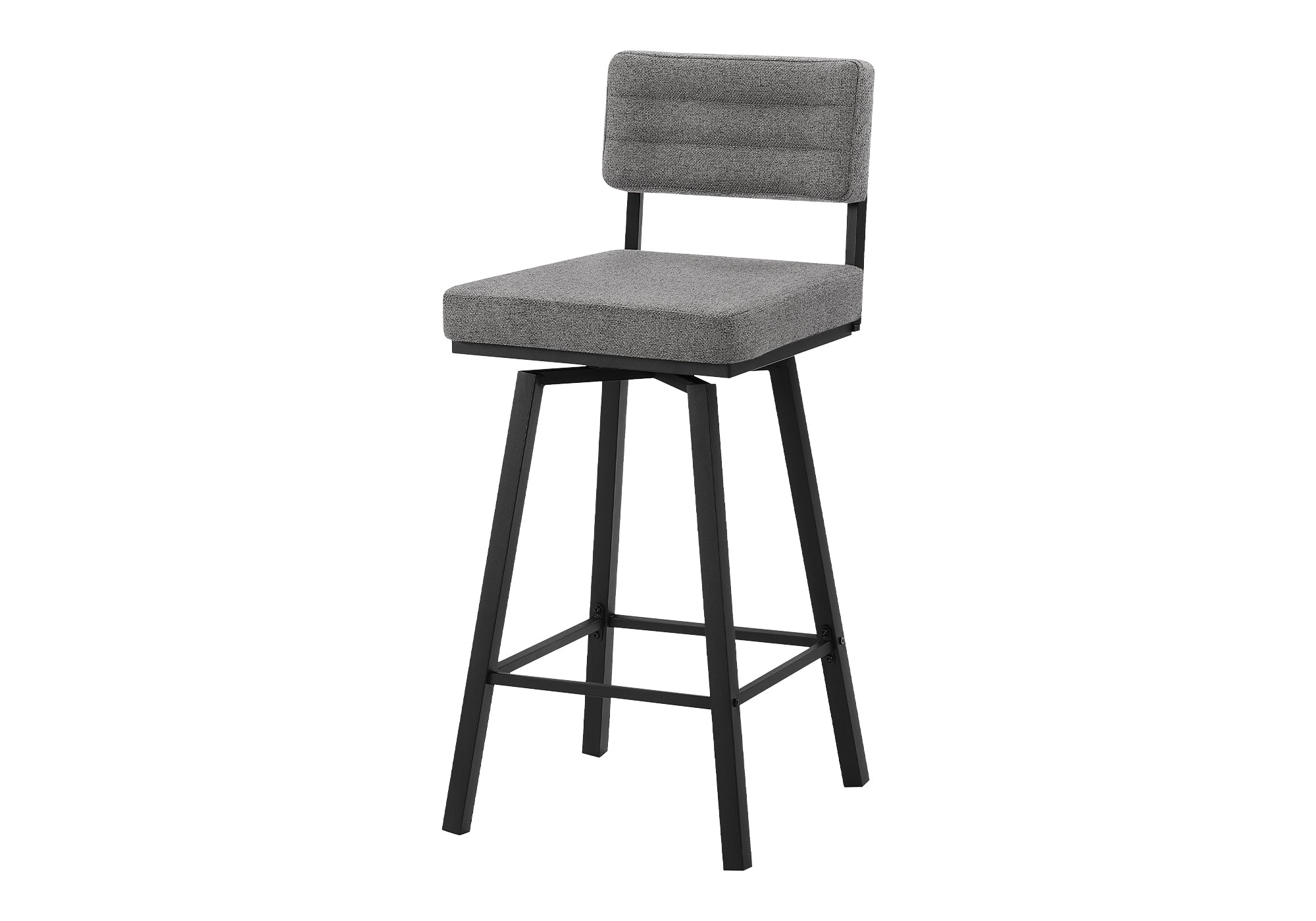 MN-942341    Barstool, 40" Height, Bar Height, Swivel, Set Of 2, Grey Fabric, Black Metal, Contemporary, Modern