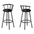 MN-Q882398    Bar Stool, Set Of 2, Swivel, Bar Height, Wood, Leather Look, Black, Contemporary, Modern