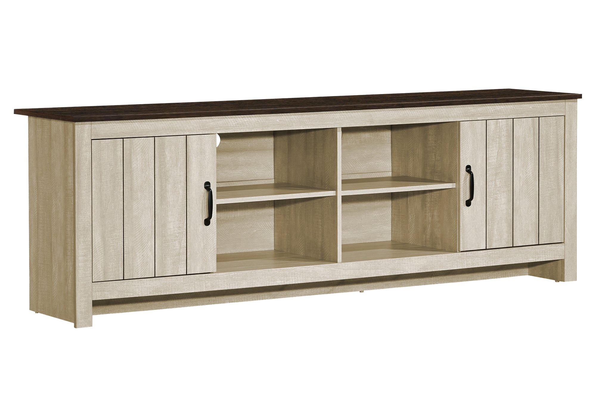 MN-422507    Tv Stand, 72 Inch, Console, Media Entertainment Center, Storage Cabinet, Living Room, Beige Laminate, Brown Oak Laminate, Contemporary