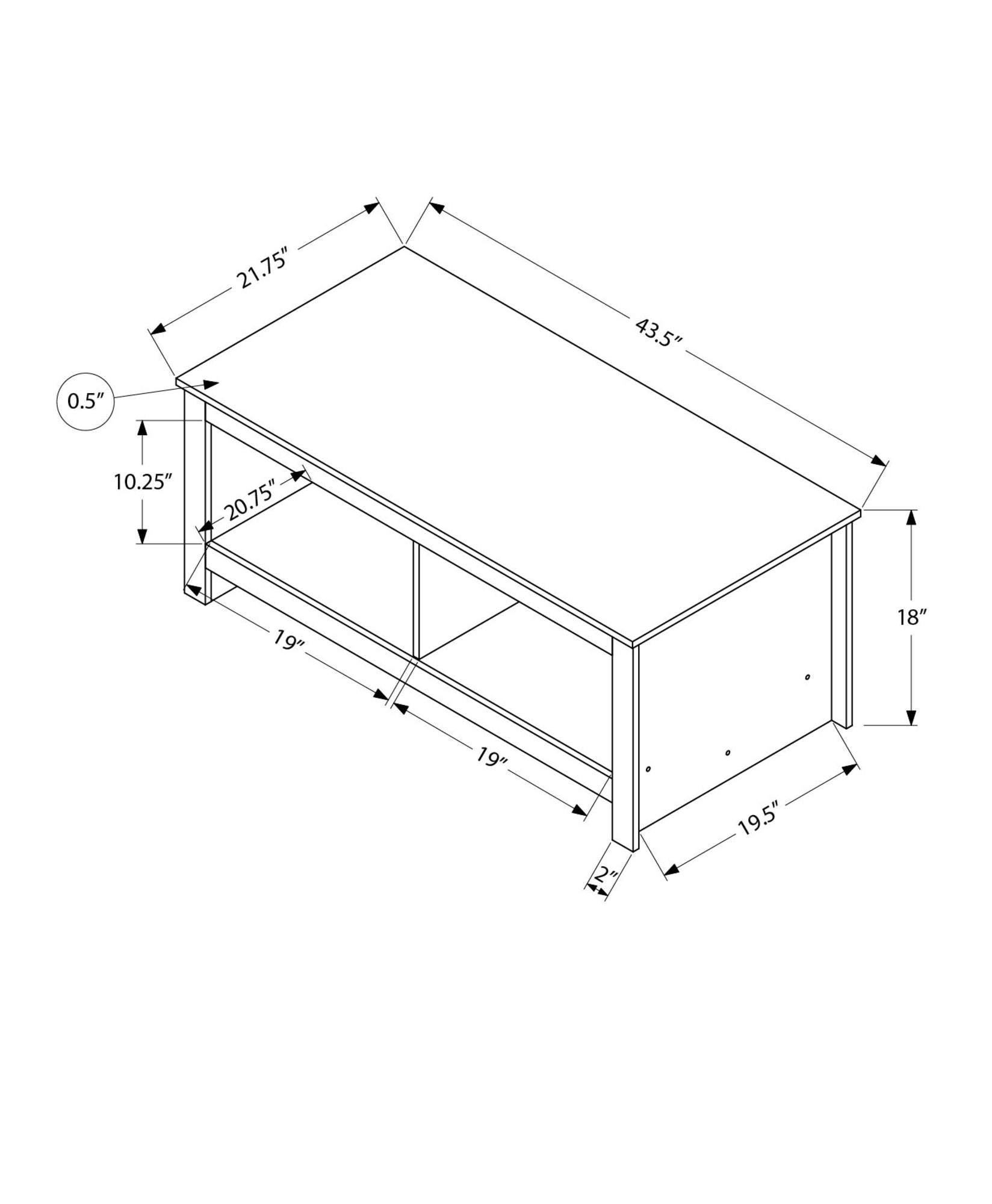 MN-432508    Coffee Table, 44"l, Cocktail, Accent, Storage, Rectangular, Living Room, Beige Oak Laminate, Dark Brown Oak Laminate, Contemporary