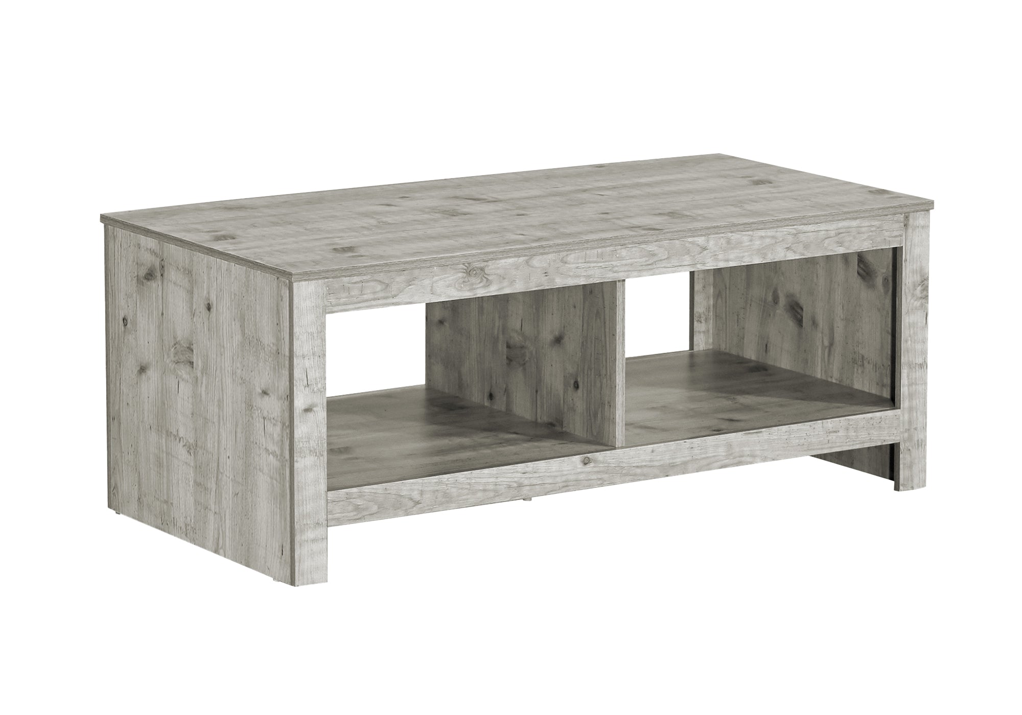 MN-462512    Coffee Table, 44"l, Cocktail, Rectangular, Living Room, Rustique Grey Laminate, Transitional