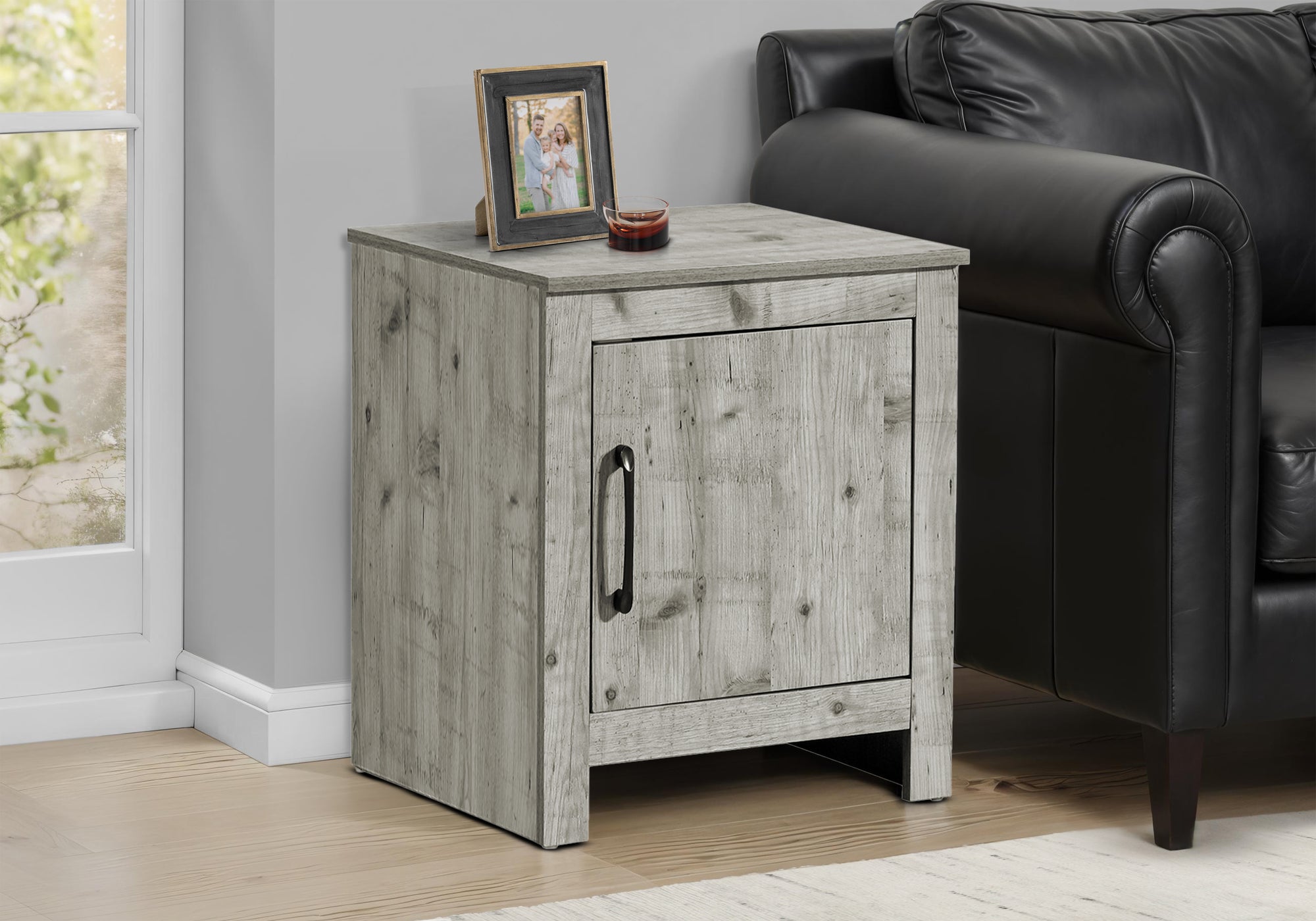 MN-472513    Accent Table, 22" H, End, Side Table, Storage, Side, Nightstand, Living Room, Bedroom, Rustique Grey Laminate, Transitional