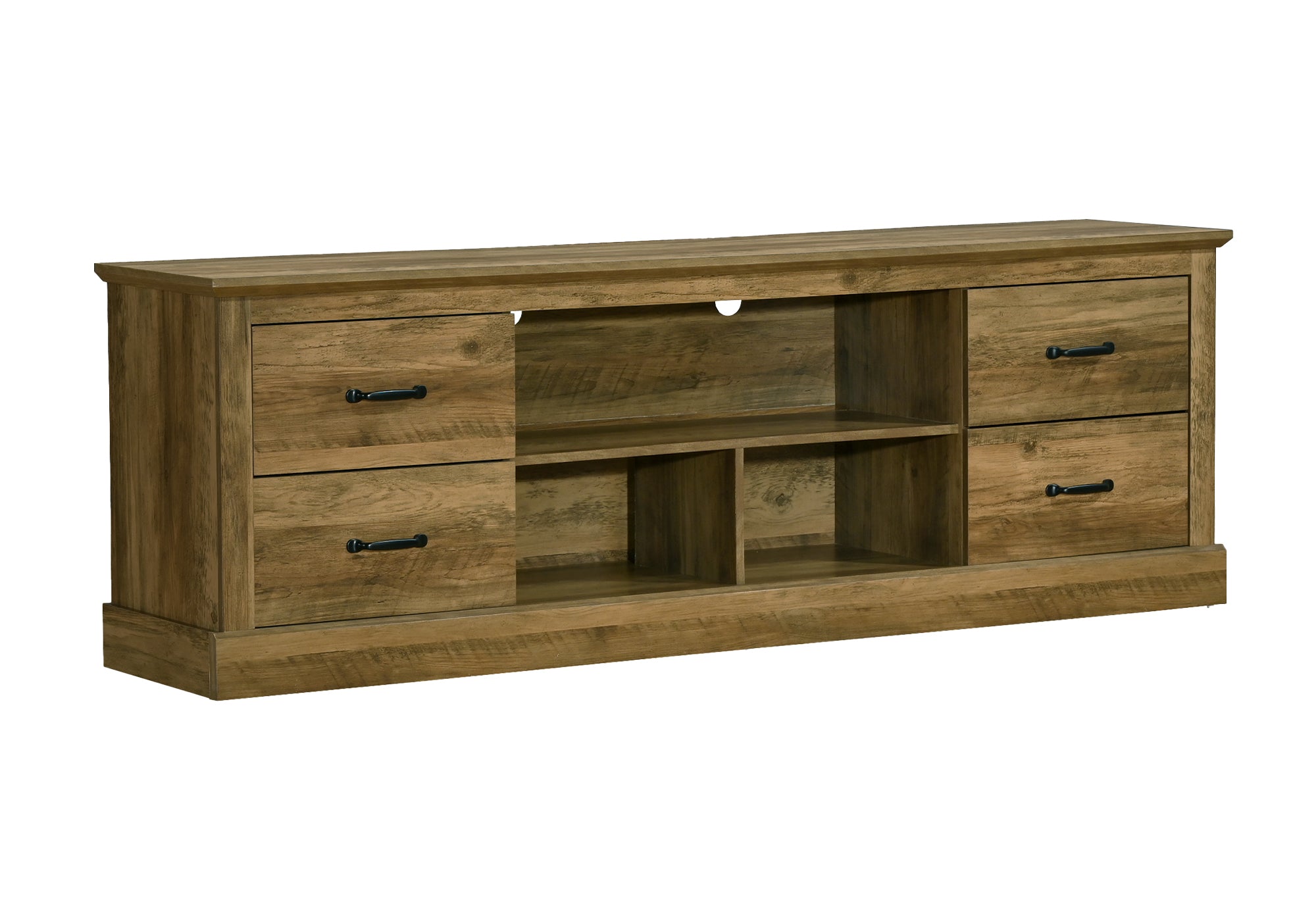 MN-482524    Tv Stand, 72 Inch, Console, Storage Drawers, Media Entertainment Center, Living Room, Bedroom, Brown Oak Laminate, Transitional