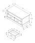 MN-492525    Coffee Table, 42" L, Cocktail, Rectangular, Storage Drawers, Living Room, Accent, Dark Brown Oak Laminate, Transitional