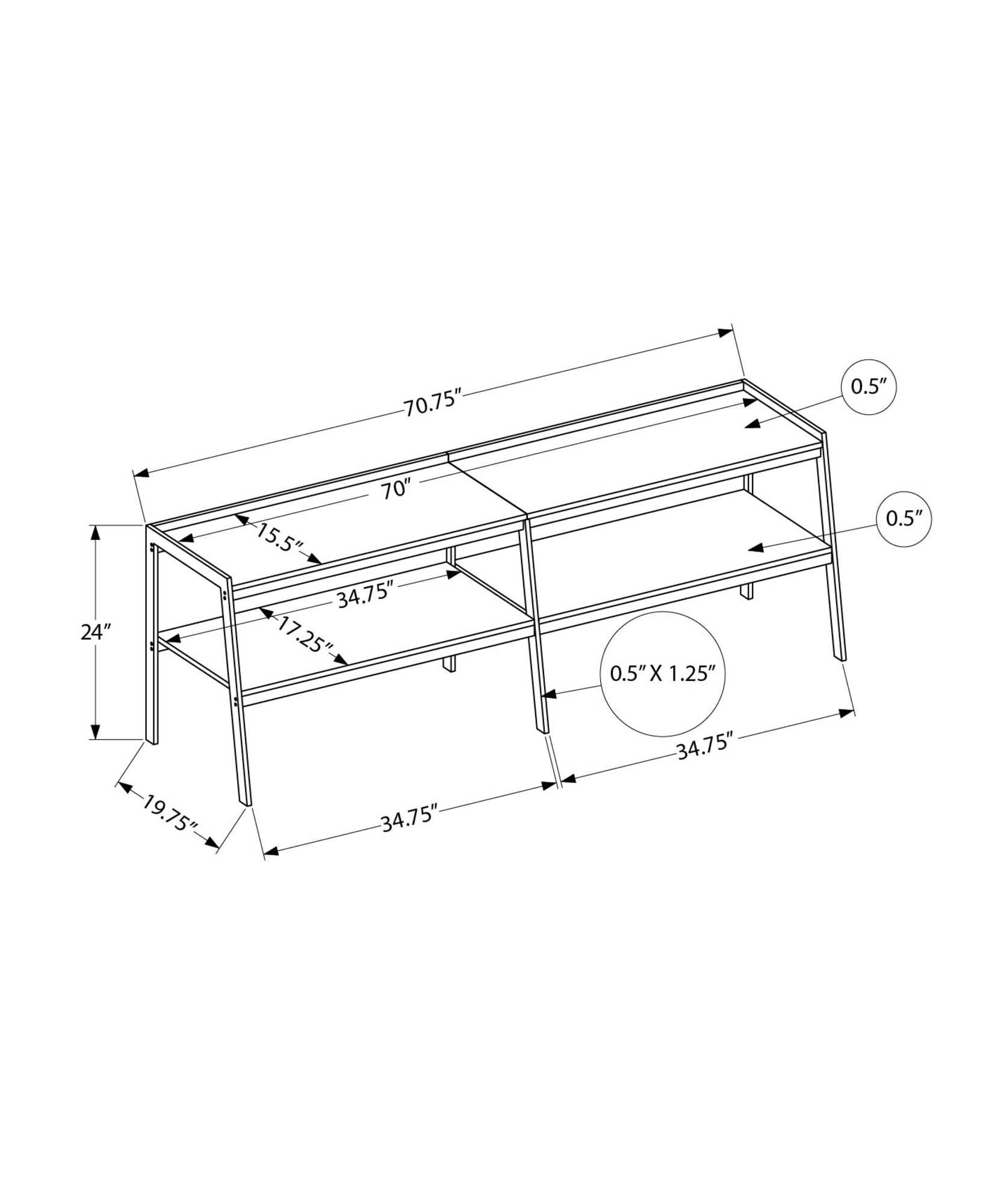MN-512535    Tv Stand, 72 Inch, Console, Media Entertainment Center, Living Room, Bedroom, Black Wood Laminate, Black Metal, Contemporary, Modern