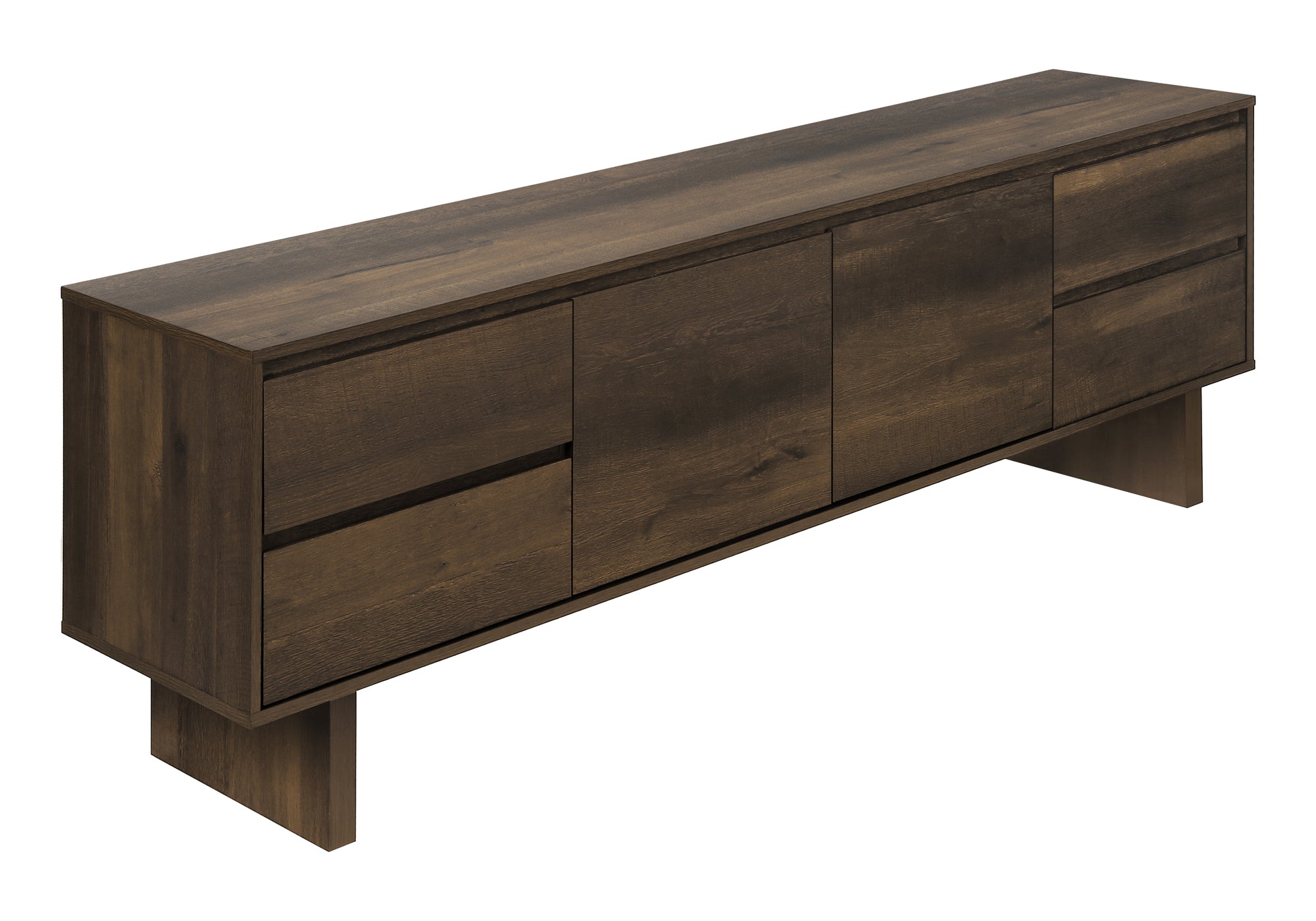 MN-652718    Tv Stand, 72 Inch, Console, Media Entertainment Center, Storage Drawers, Storage Cabinet, Brown Laminate, Transitional