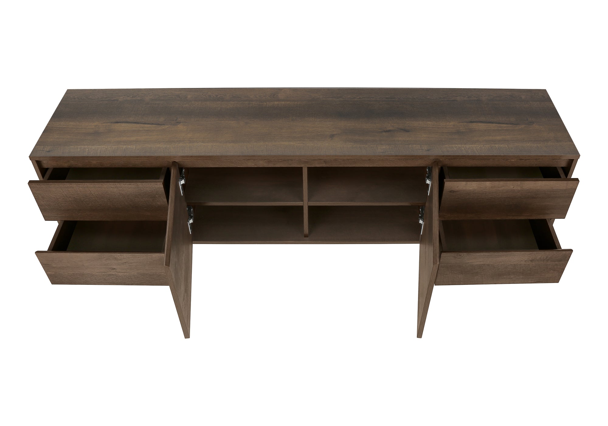 MN-652718    Tv Stand, 72 Inch, Console, Media Entertainment Center, Storage Drawers, Storage Cabinet, Brown Laminate, Transitional