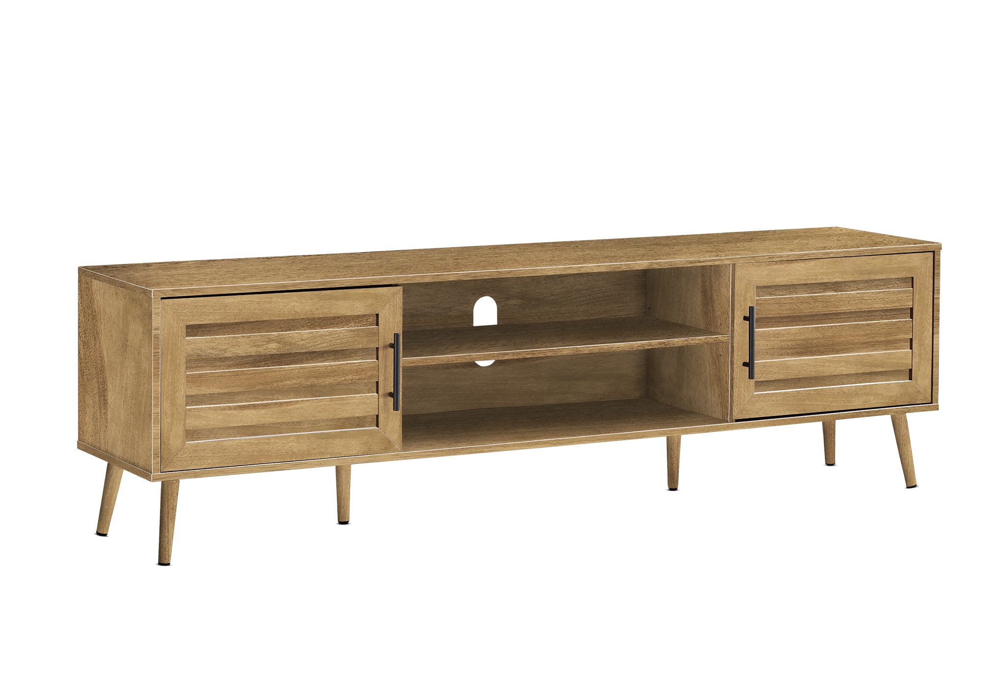 MN-692719    Tv Stand, 72 Inch, Console, Media Entertainment Center, Storage Cabinet, Living Room, Bedroom, Walnut Laminate, Transitional