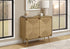 MN-752729    Accent Chest, 36" Wide, 2 Door Cabinet, Storage, Decorative, Light Walnut Laminate, Seagrass-look, Mid Century