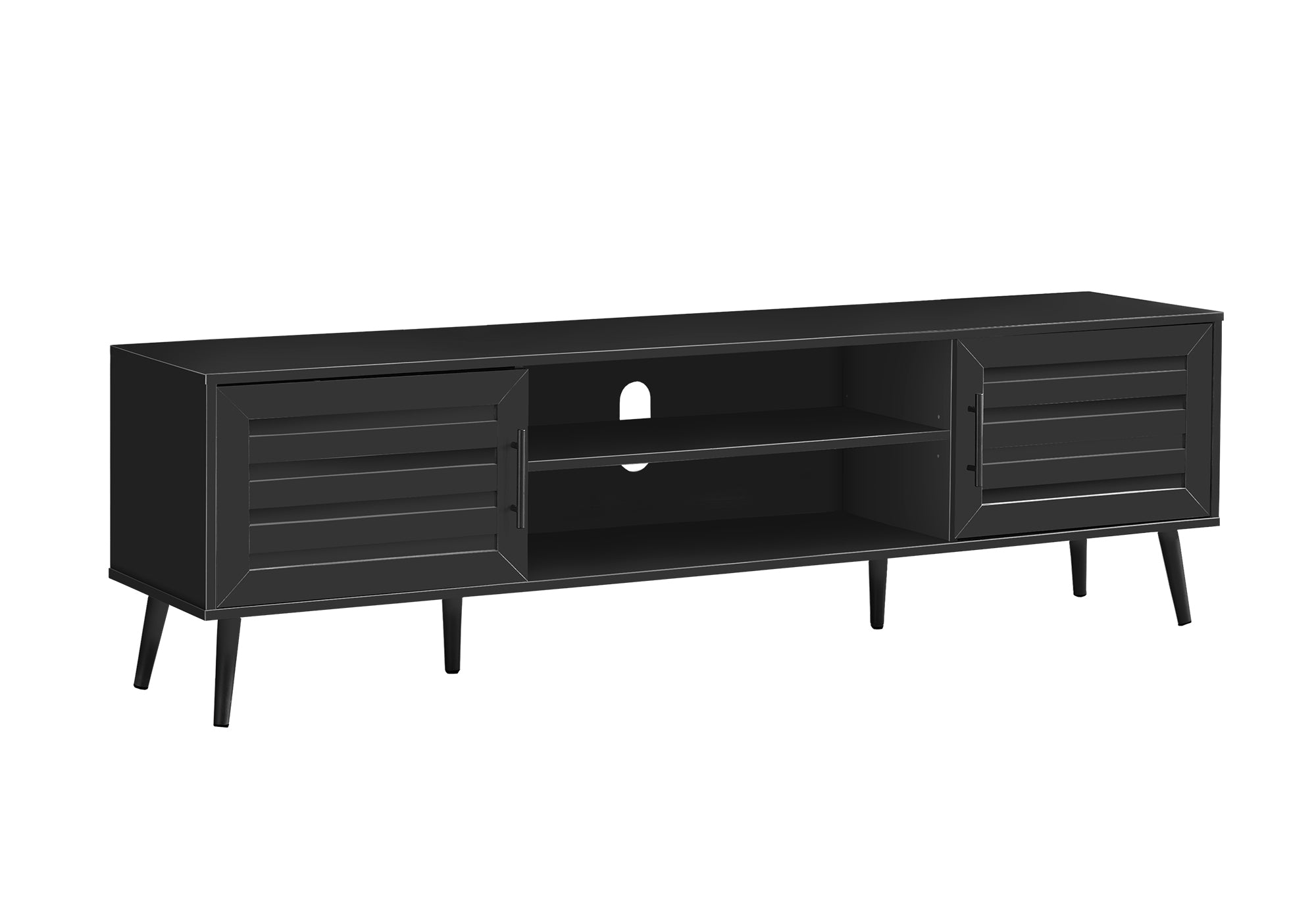 MN-852749    Tv Stand, 72 Inch, Console, Media Entertainment Center, Storage Cabinet, Living Room, Bedroom, Black Laminate, Transitional