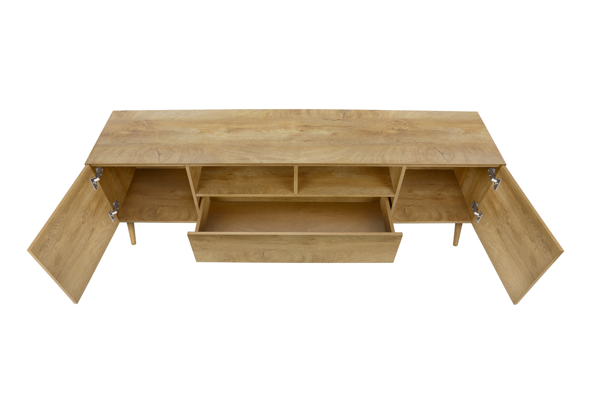 MN-U842753    Tv Stand, 72 Inch, Console, Media Entertainment Center, Storage Drawer, Walnut Laminate, Mid Century, Modern