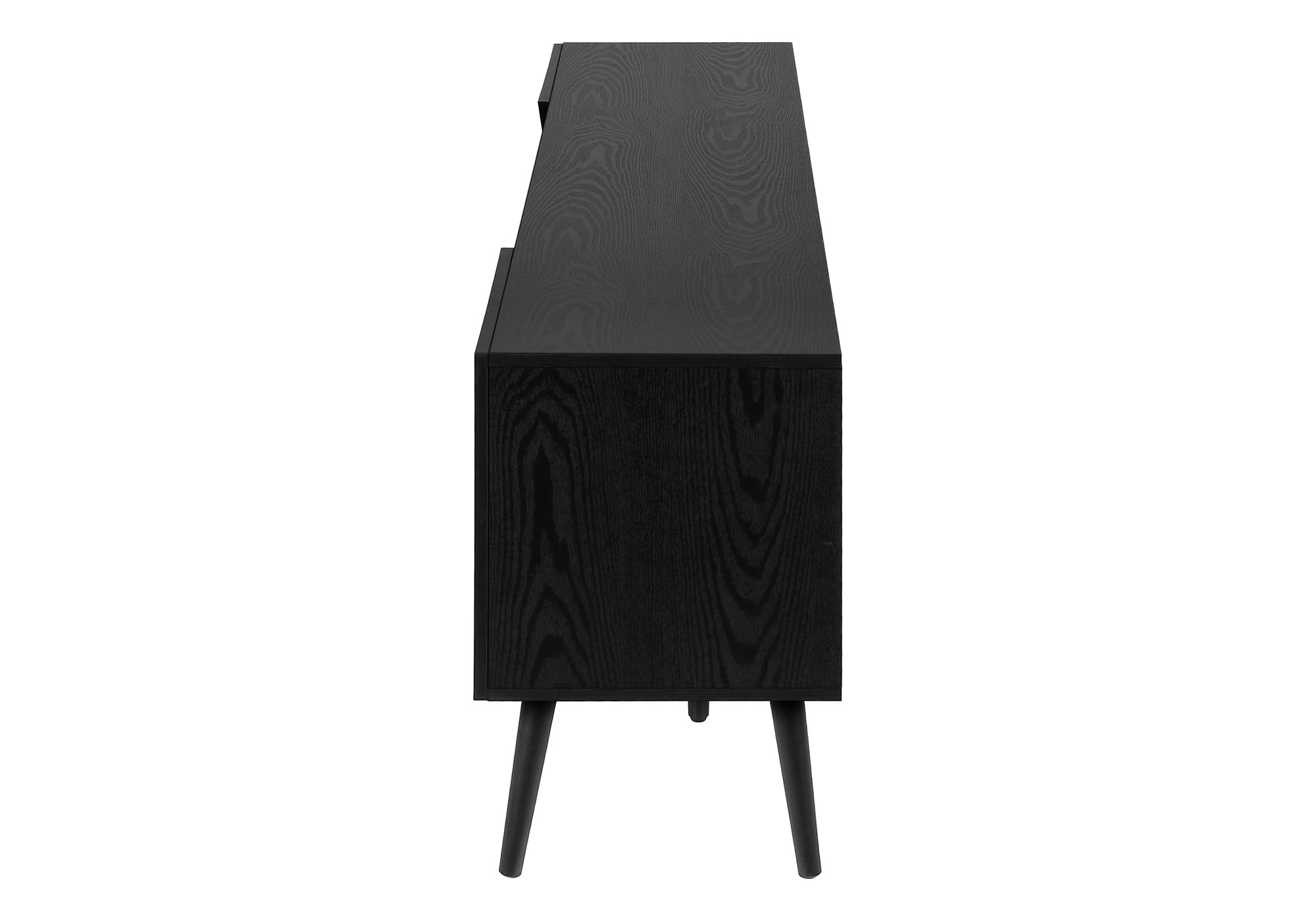 MN-852754    Tv Stand, 72 Inch, Console, Media Entertainment Center, Storage Drawer, Black Laminate, Mid Century, Modern