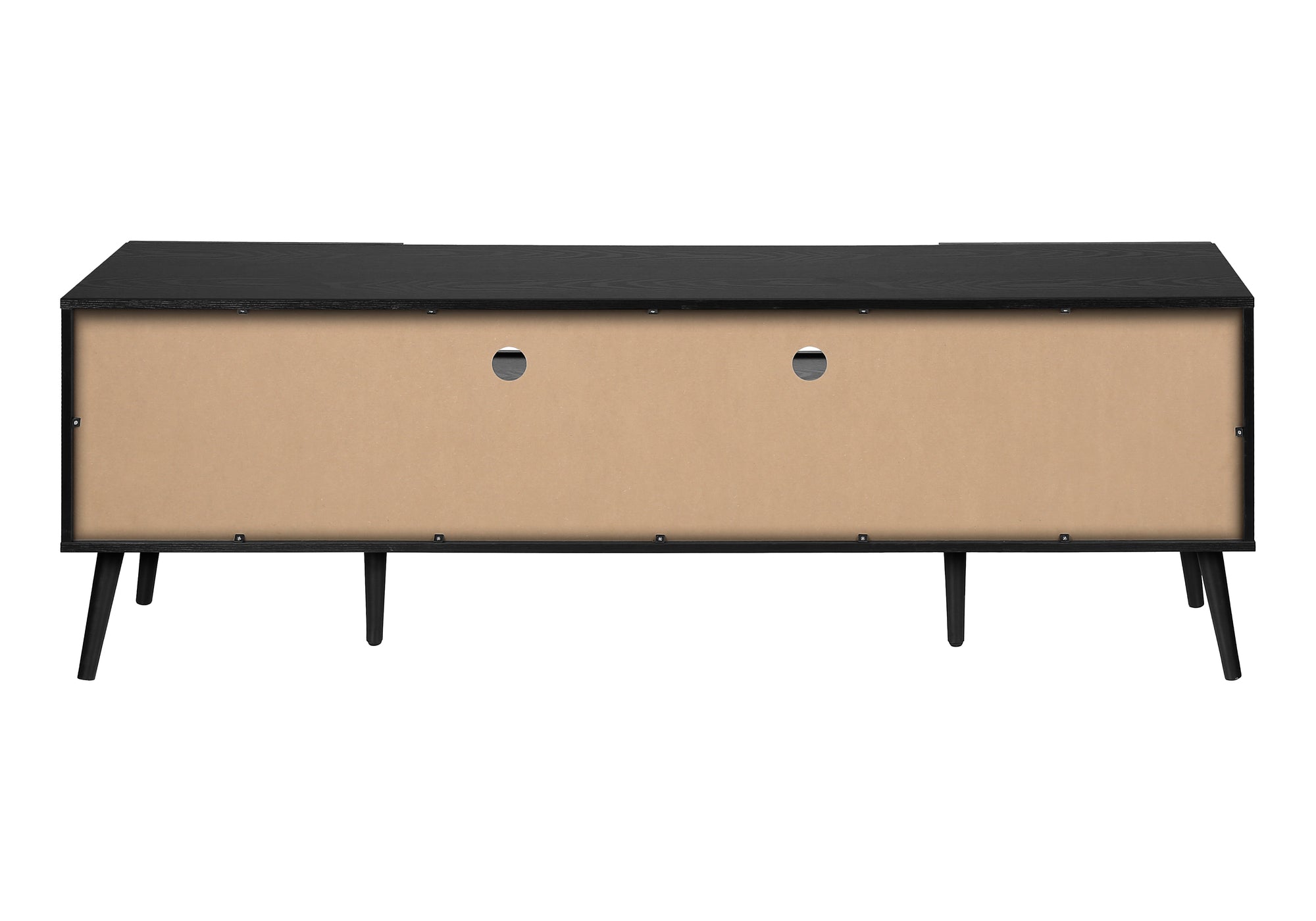 MN-852754    Tv Stand, 72 Inch, Console, Media Entertainment Center, Storage Drawer, Black Laminate, Mid Century, Modern