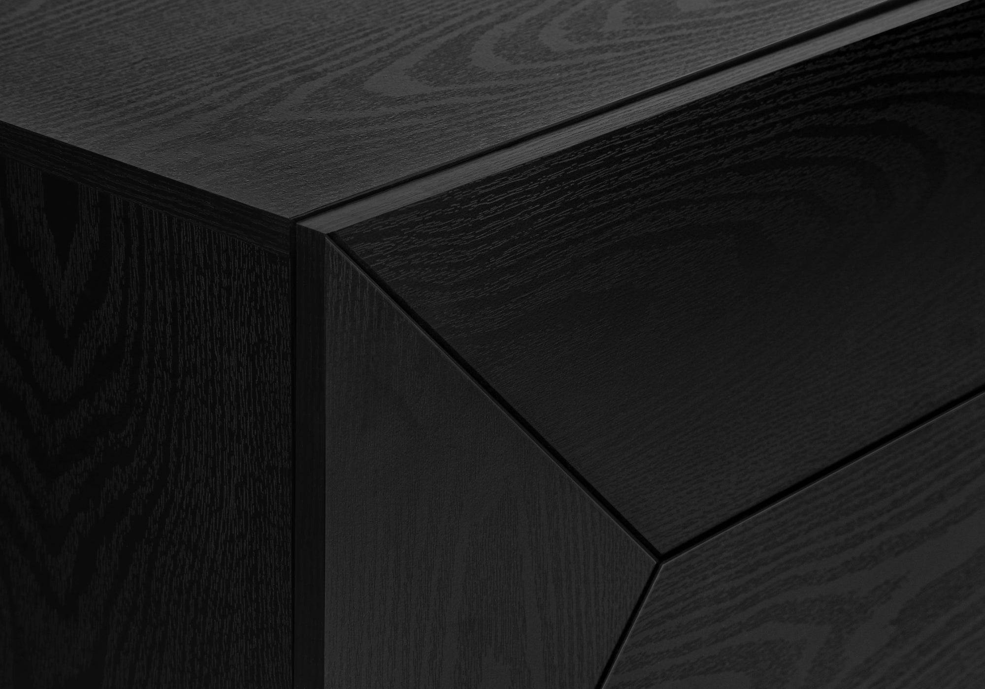 MN-852754    Tv Stand, 72 Inch, Console, Media Entertainment Center, Storage Drawer, Black Laminate, Mid Century, Modern