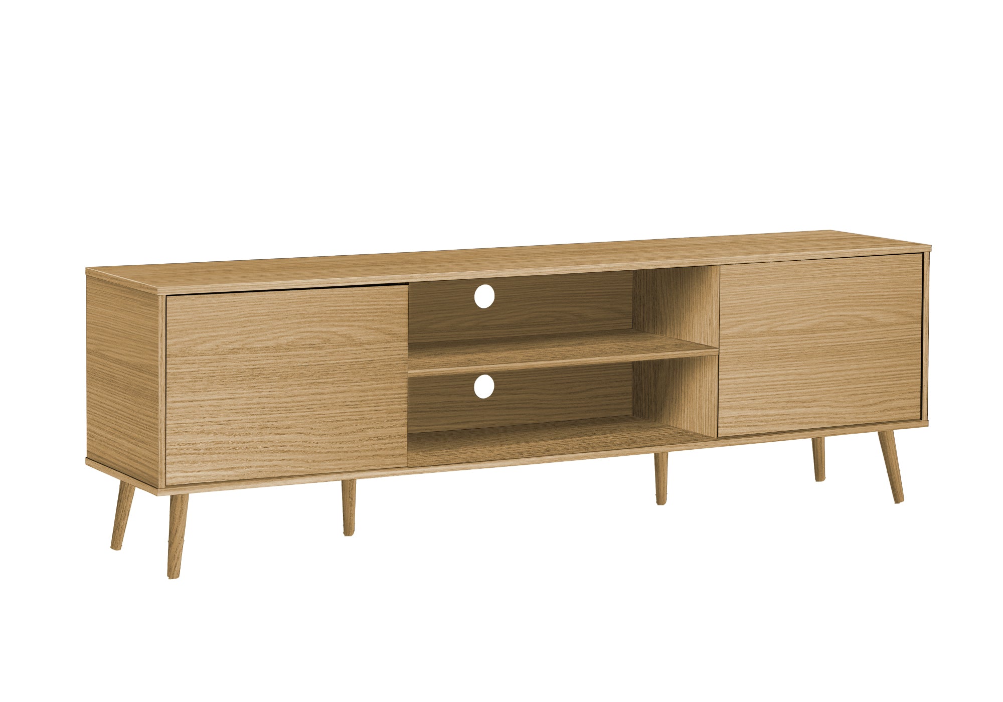MN-J922777    Tv Stand, 72 Inch, Console, Media Entertainment Center, Storage Cabinet, Living Room, Bedroom, Natural Laminate, Wood Legs, Contemporary