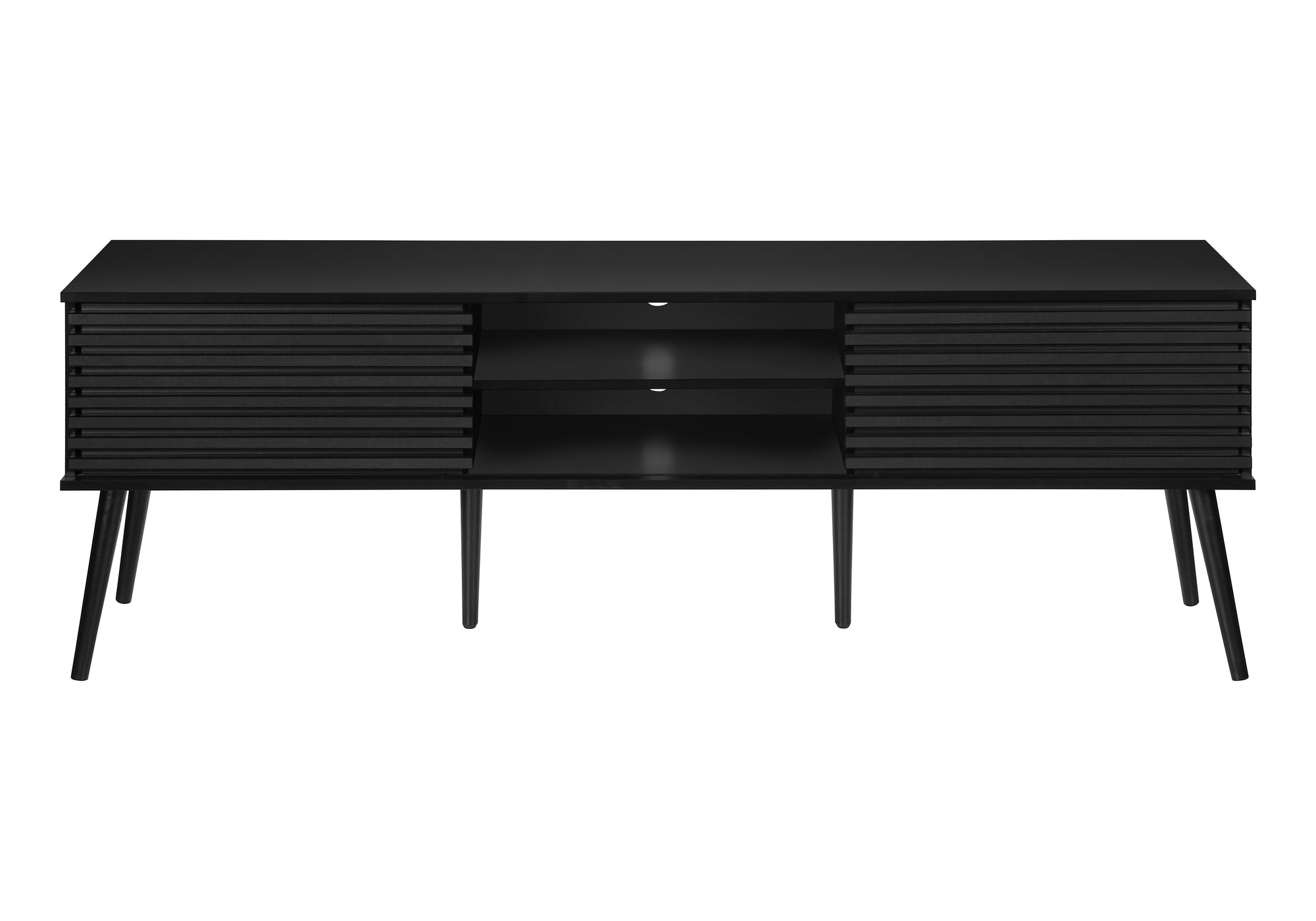 MN-L892783    Tv Stand, 72 Inch, Media Entertainment Center, Storage Cabinet, Console, Storage Shelves, Bedroom, Living Room, Black Laminate, Contemporary