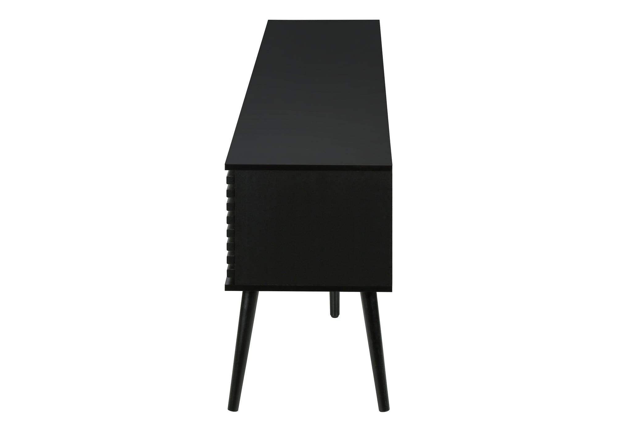 MN-L892783    Tv Stand, 72 Inch, Media Entertainment Center, Storage Cabinet, Console, Storage Shelves, Bedroom, Living Room, Black Laminate, Contemporary