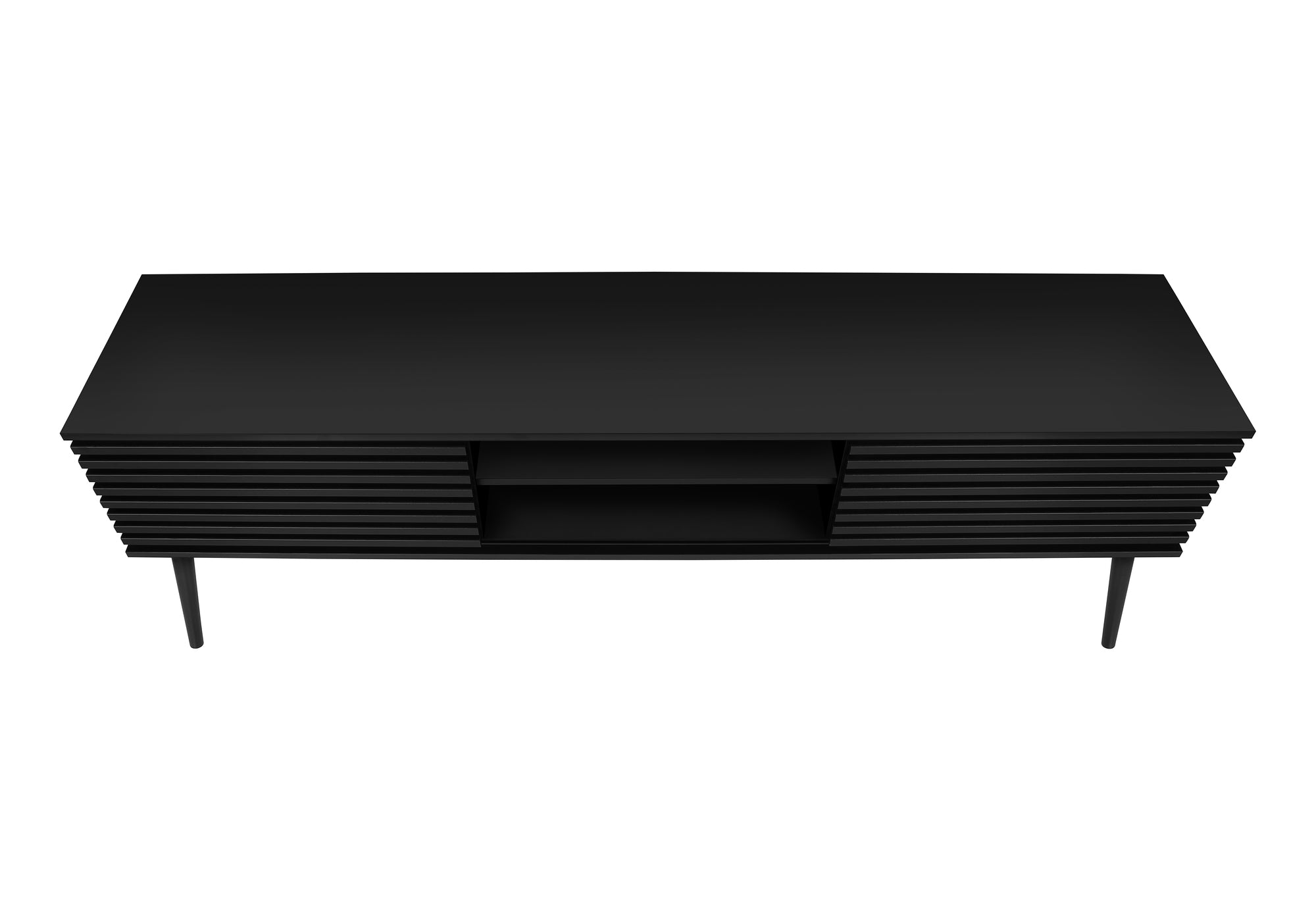 MN-L892783    Tv Stand, 72 Inch, Media Entertainment Center, Storage Cabinet, Console, Storage Shelves, Bedroom, Living Room, Black Laminate, Contemporary