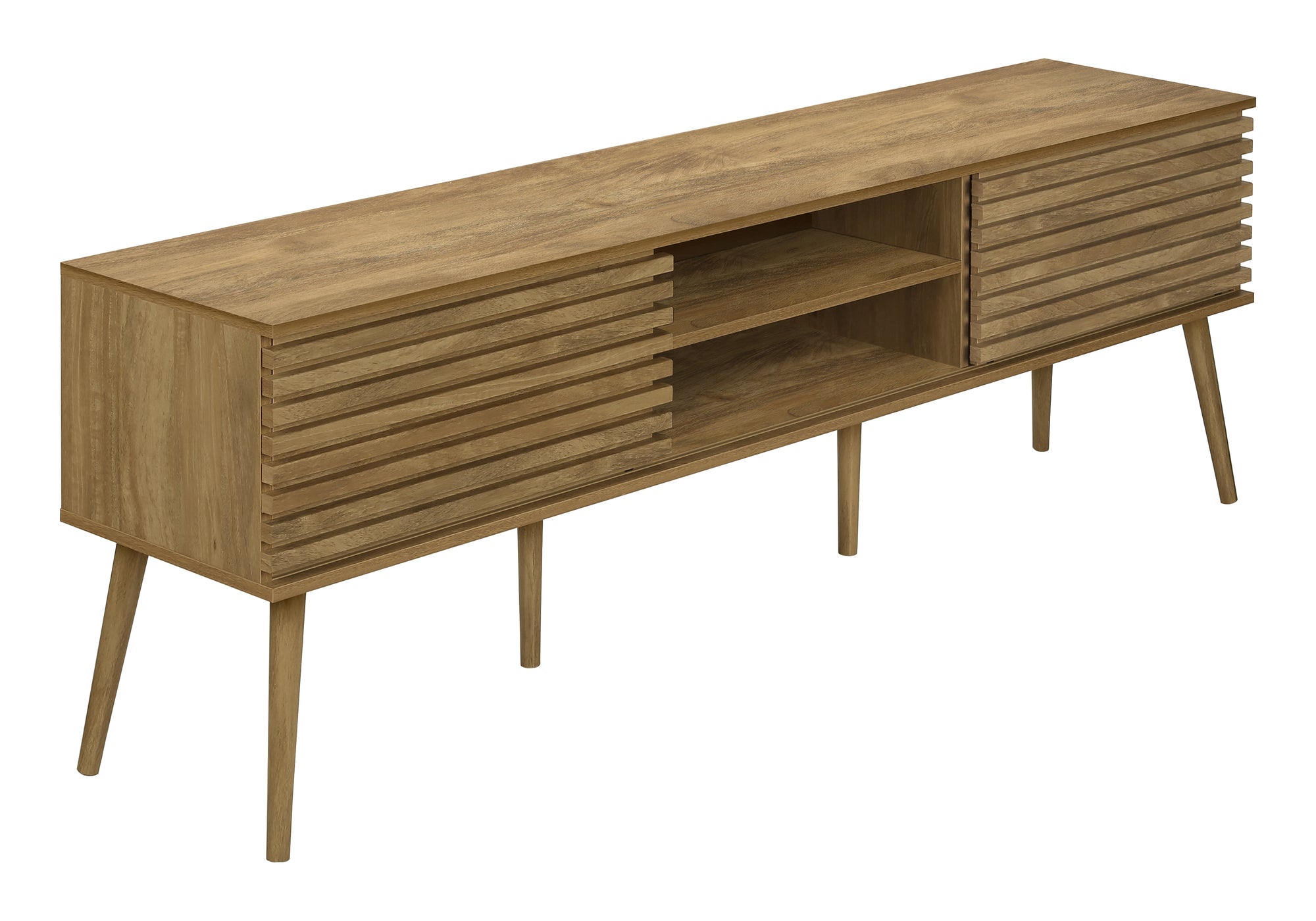 MN-L892784    Tv Stand, 72 Inch, Media Entertainment Center, Storage Cabinet, Console, Storage Shelves, Bedroom, Living Room, Walnut Laminate, Contemporary, Modern