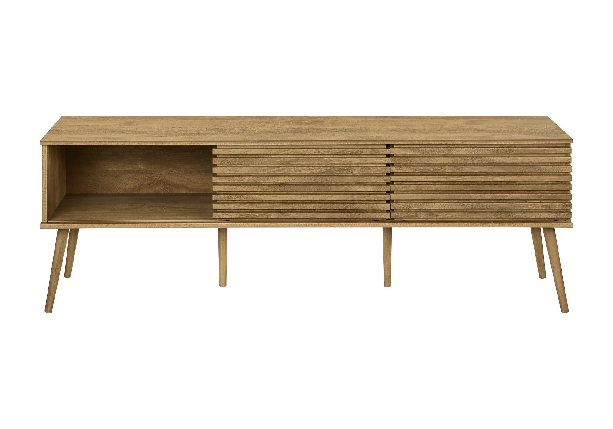 MN-L892784    Tv Stand, 72 Inch, Media Entertainment Center, Storage Cabinet, Console, Storage Shelves, Bedroom, Living Room, Walnut Laminate, Contemporary, Modern