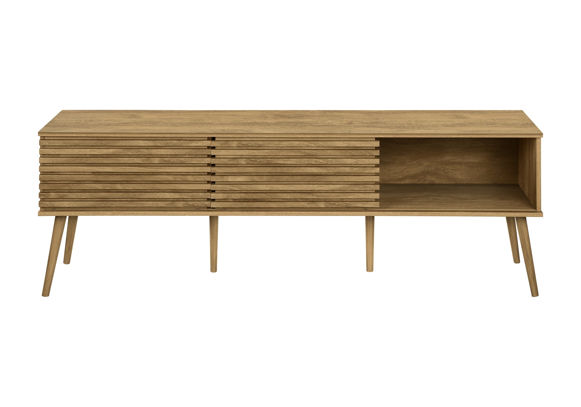 MN-L892784    Tv Stand, 72 Inch, Media Entertainment Center, Storage Cabinet, Console, Storage Shelves, Bedroom, Living Room, Walnut Laminate, Contemporary, Modern
