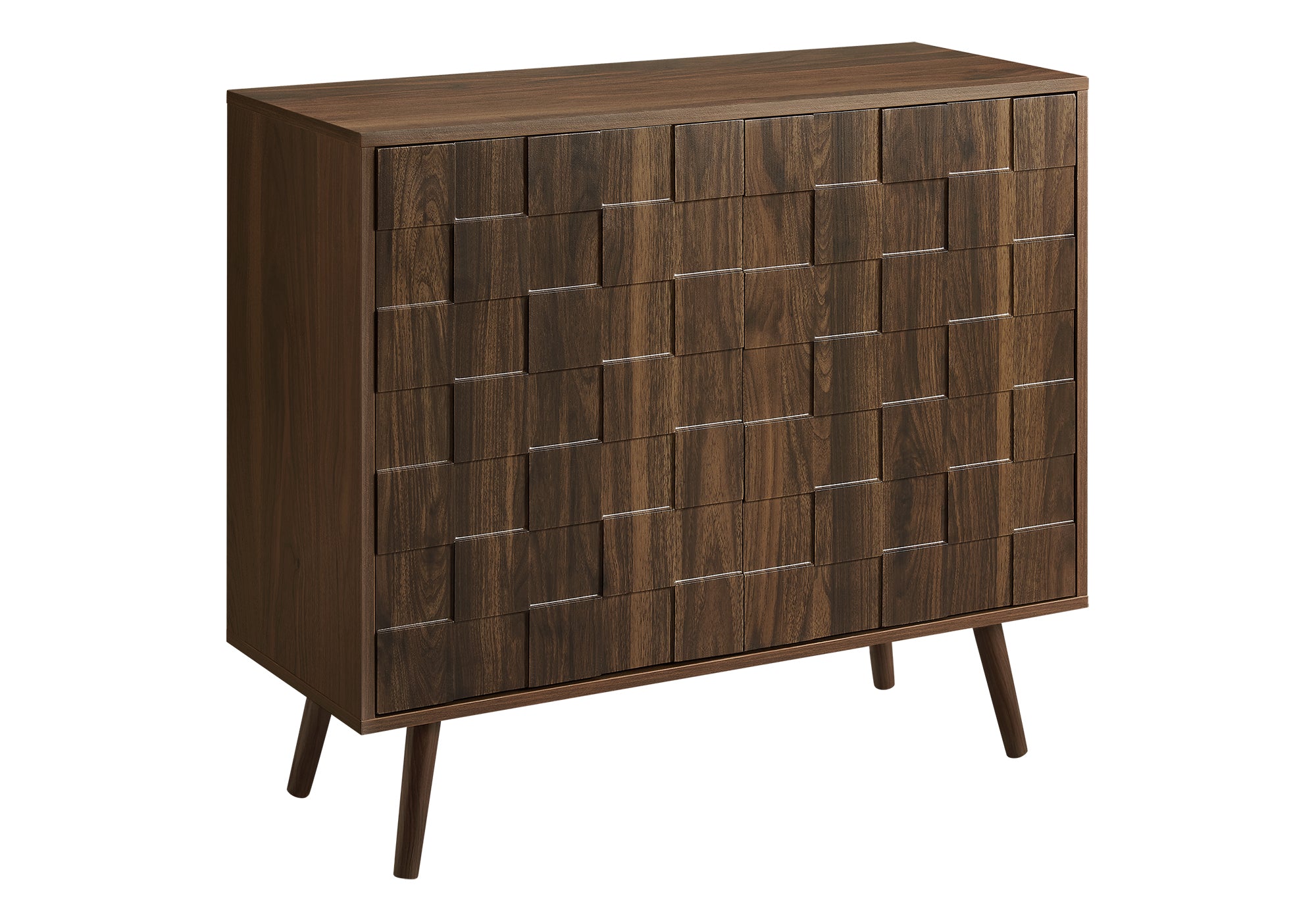 MN-992789    Accent Chest, 36" Wide, 2 Door Cabinet, Storage, Decorative, Dark Walnut Laminate, Mid Century, Transitional