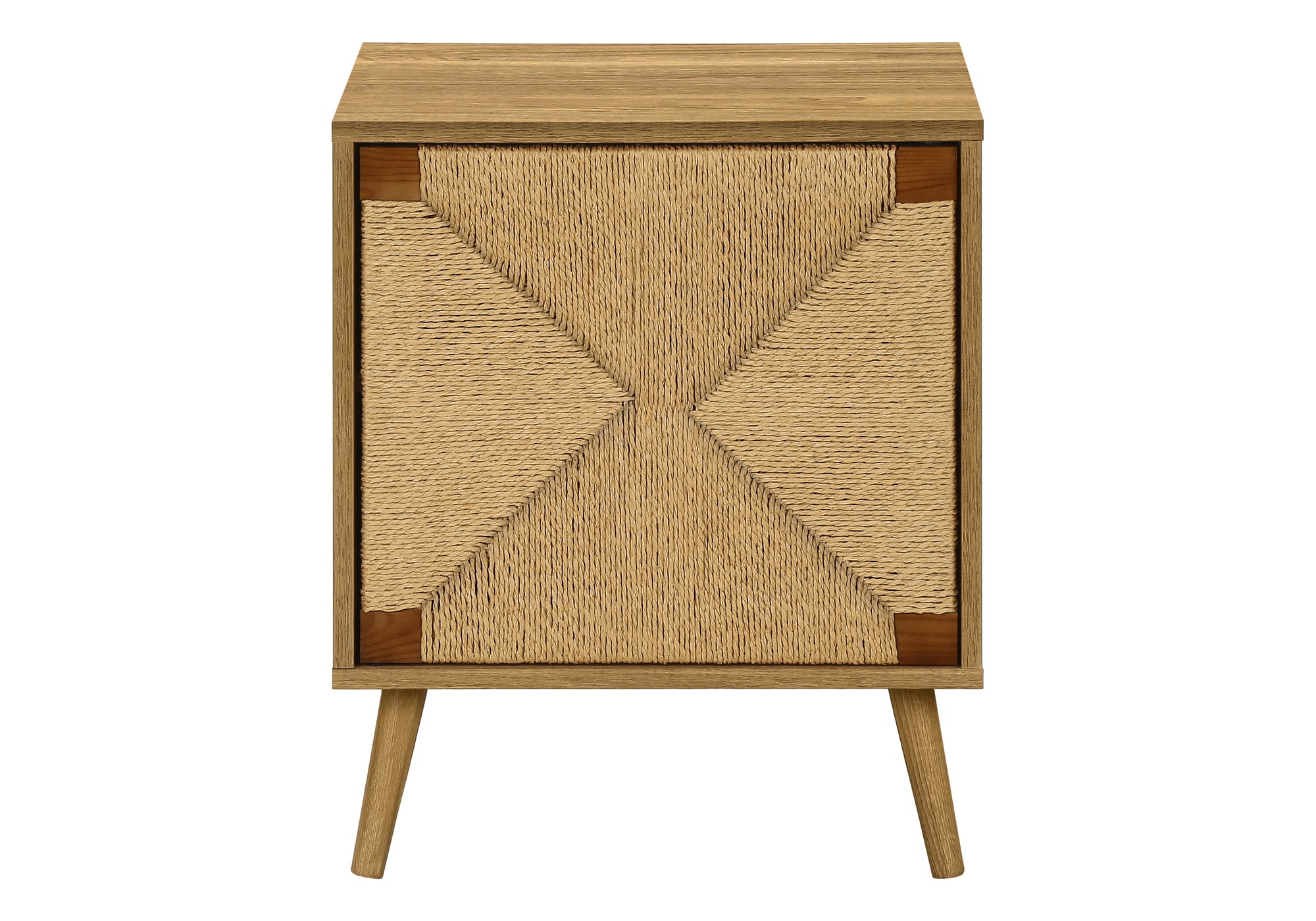 MN-942794    Accent Table, End, Storage, Small, Side, Living Room, Lamp, Light Walnut Laminate, Seagrass, Modern
