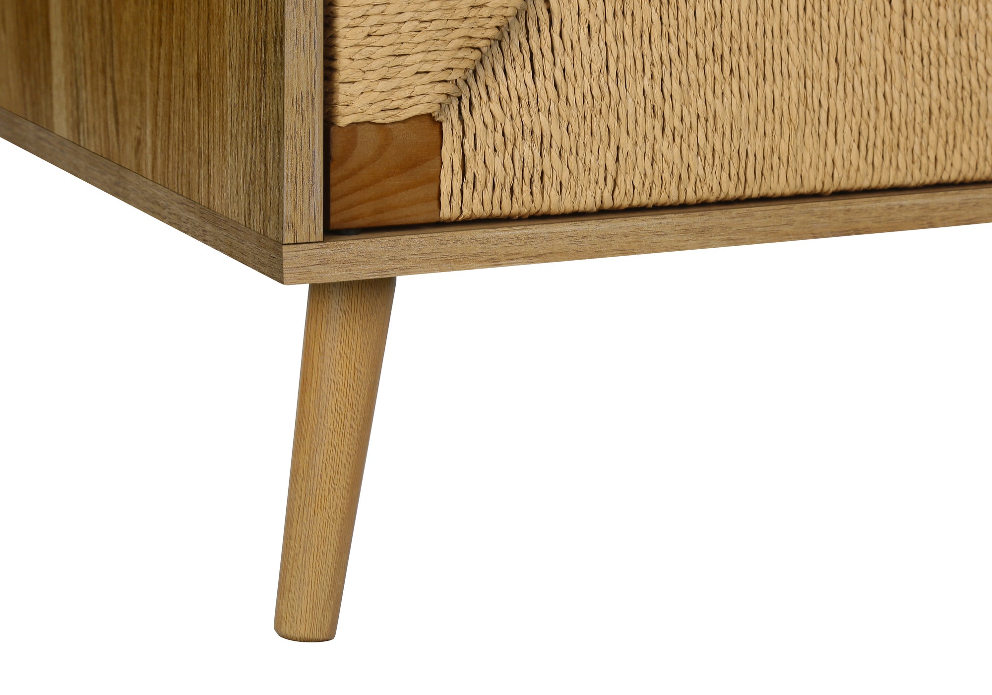MN-942794    Accent Table, End, Storage, Small, Side, Living Room, Lamp, Light Walnut Laminate, Seagrass, Modern