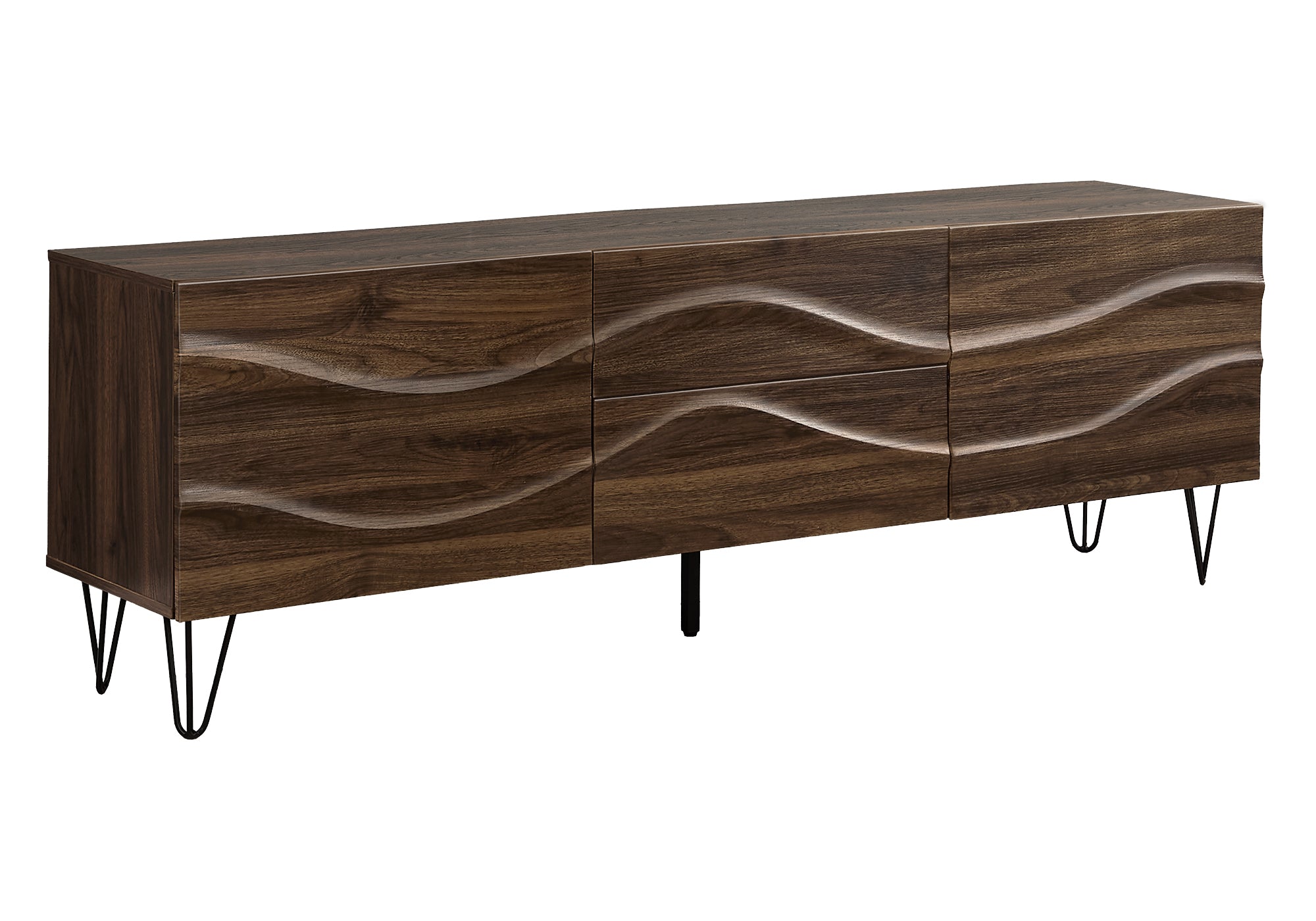 MN-202828    Tv Stand, 72 Inch, Console, Media Entertainment Center, Storage Cabinet, Storage Drawers, Bedroom, Living Room, Brown Laminate, Mid Century, Modern