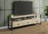 MN-M202846    Tv Stand, 72 Inch, Media Entertainment Center, Storage Drawers, Cream Stone Laminate, Black Metal, Contemporary, Modern