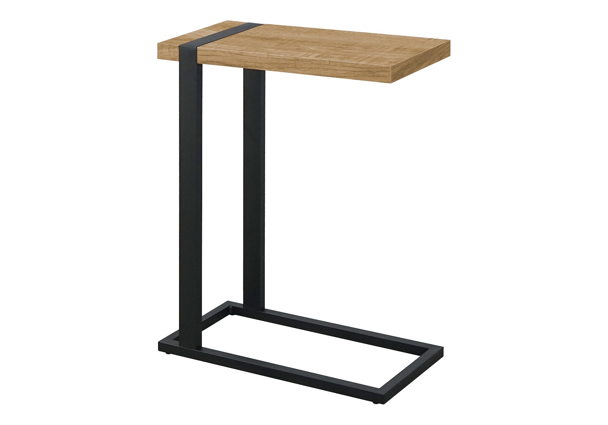 MN-462883    Accent Table, 25"h, C-shaped, End, Side, Snack, Living Room, Bedroom, Mango Wood-look Laminate, Black Metal, Contemporary, Modern