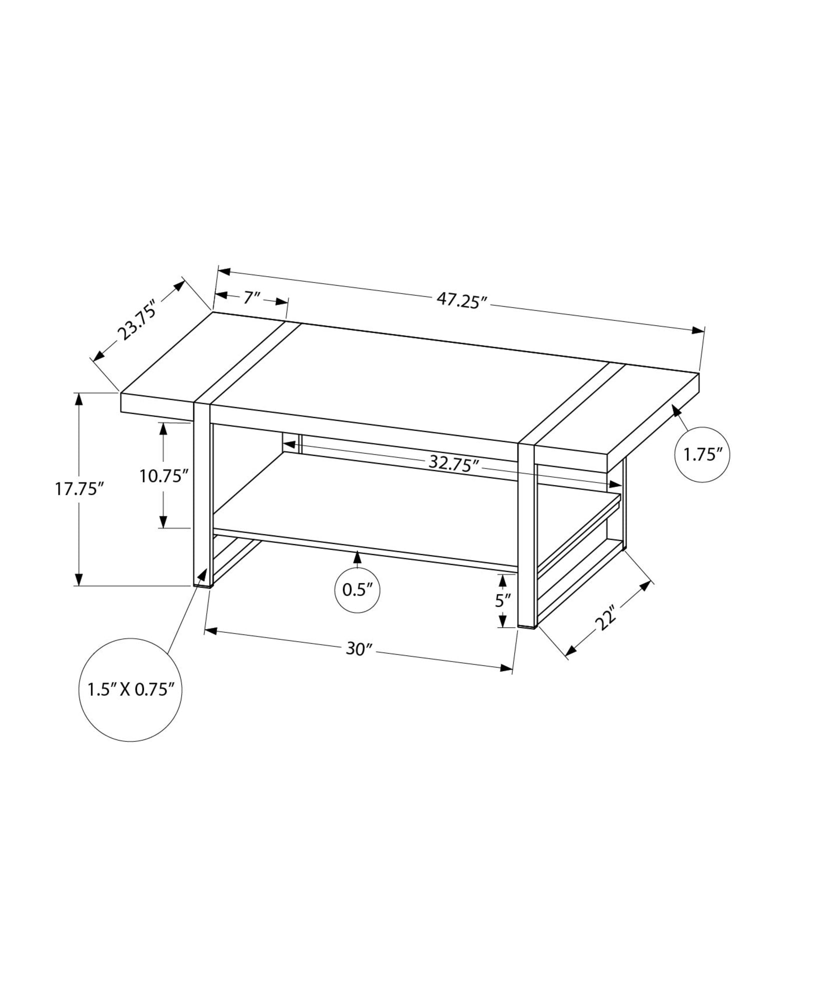 MN-472884    Coffee Table, Accent, Cocktail, Rectangular, Living Room, 48"l, Mango Wood-look, Black Metal, Contemporary, Modern