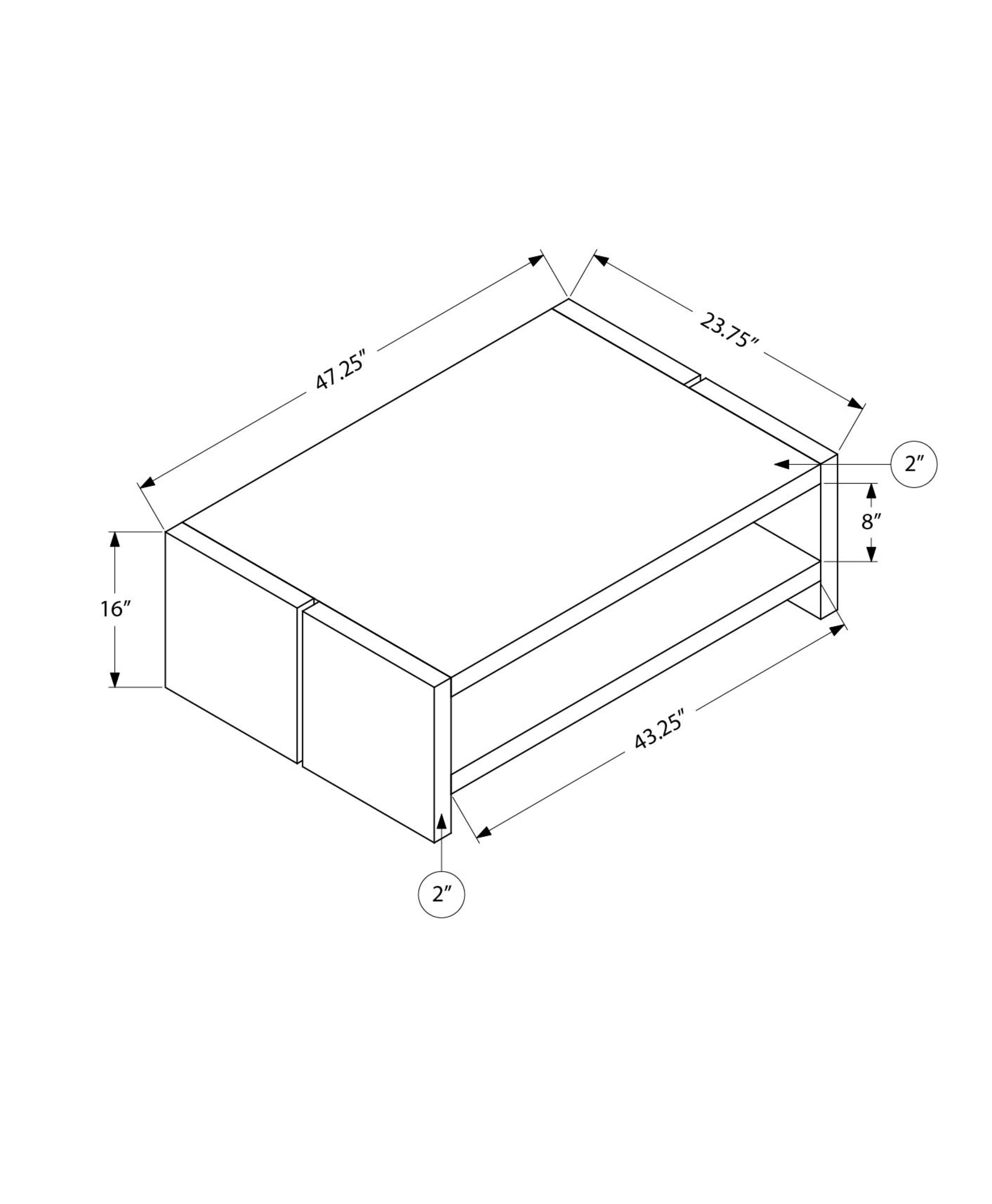 MN-562886    Coffee Table, 48"l, Cocktail, Rectangular, Living Room, Natural Oak Laminate, Contemporary, Modern
